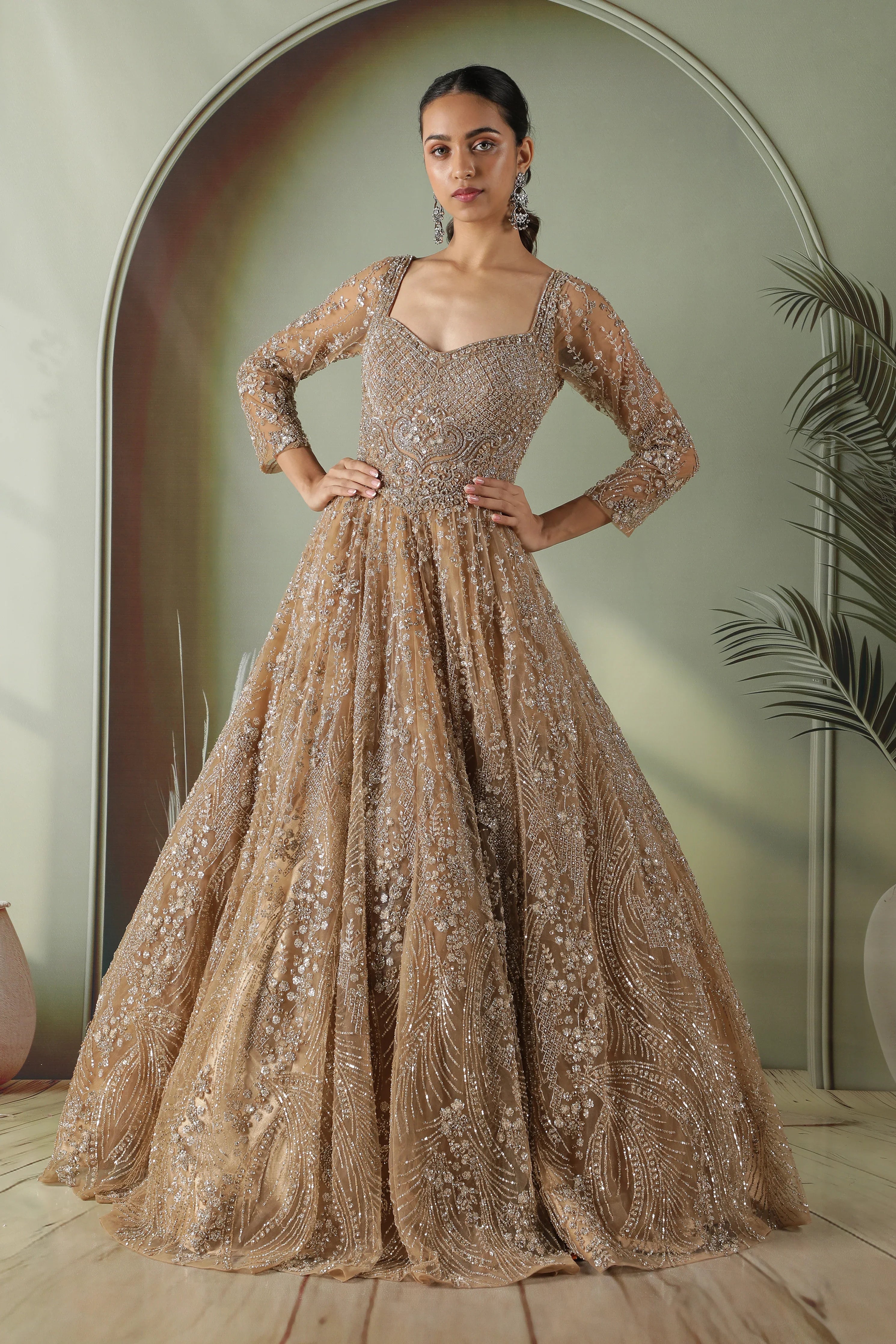 Gold Net Gown - Mokshaa