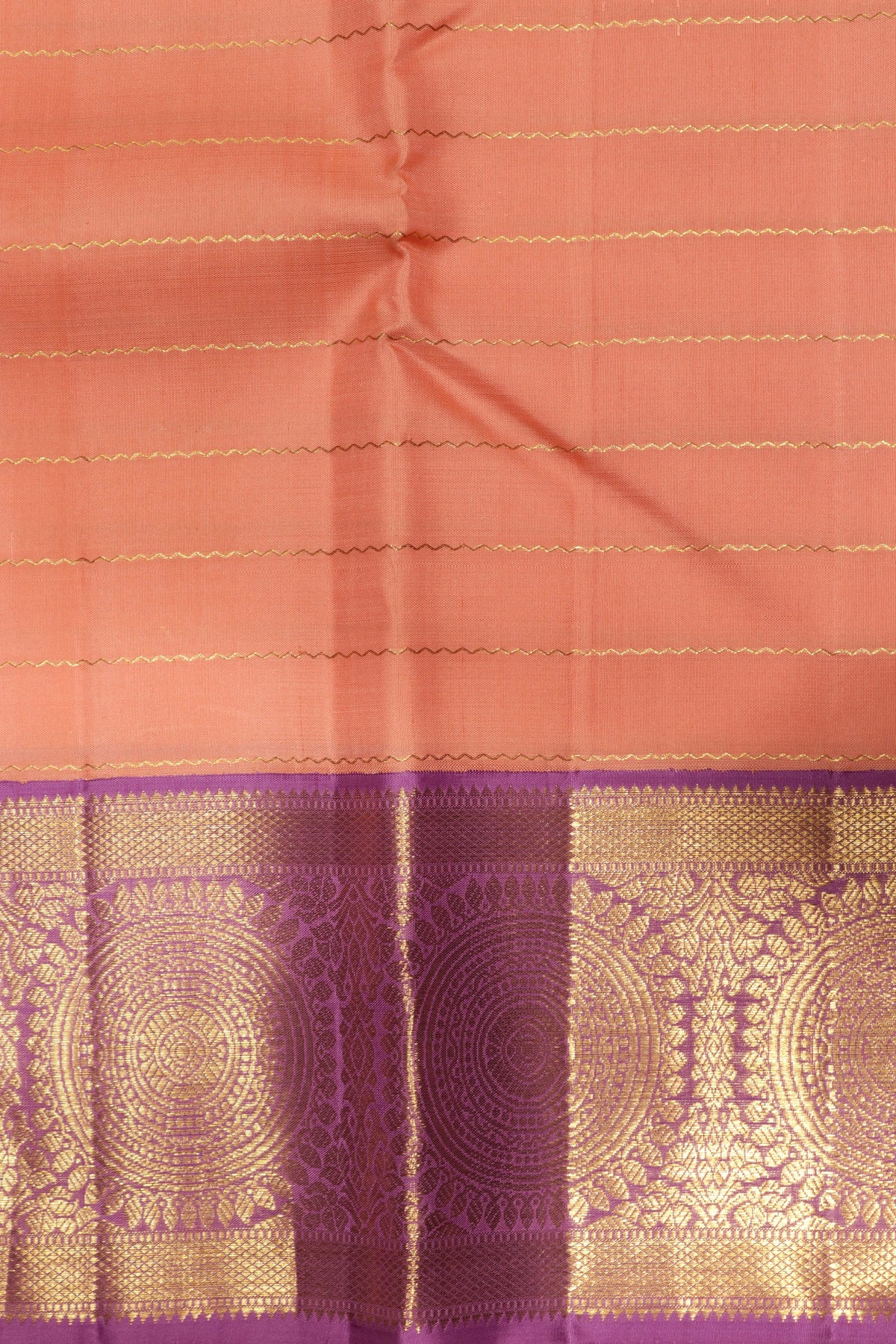 Peach Kanchivaram Silk Saree - Mokshaa