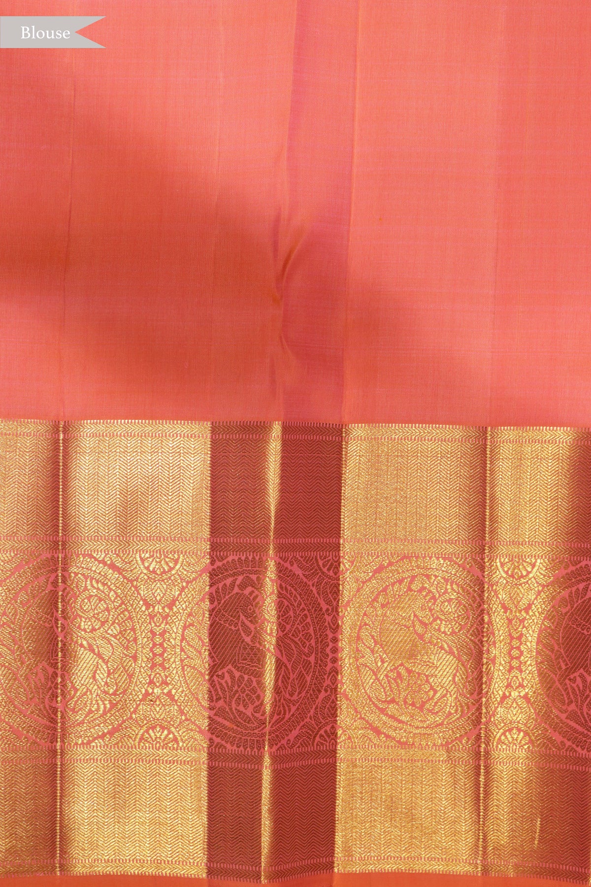 Orange Peach Kanchivaram Silk Saree - Mokshaa