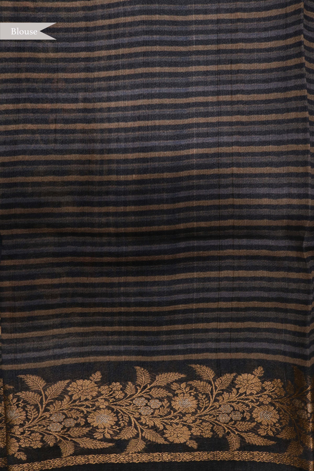 Dark Blue Kalamkari Tussar Silk Saree - Mokshaa