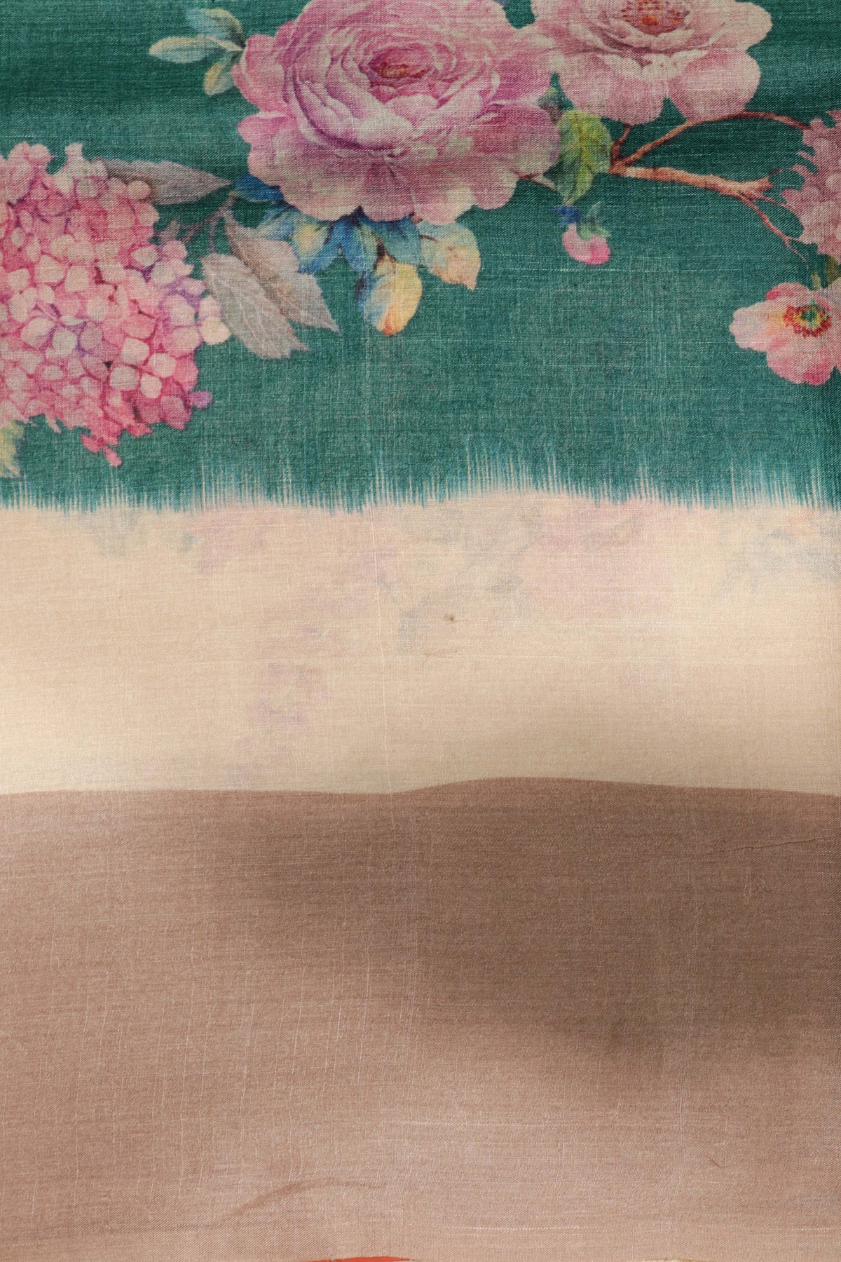 Peacock Green Floral Tussar Silk Saree - Mokshaa