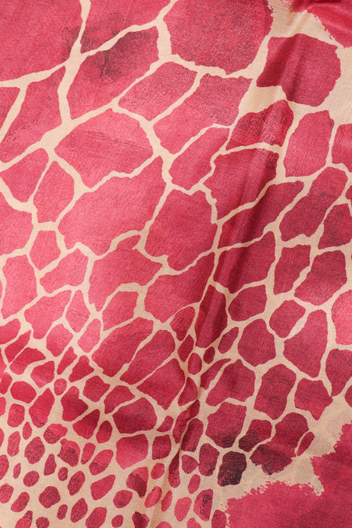 Magenta Pink Geometric Print Tussar Silk Saree - Mokshaa