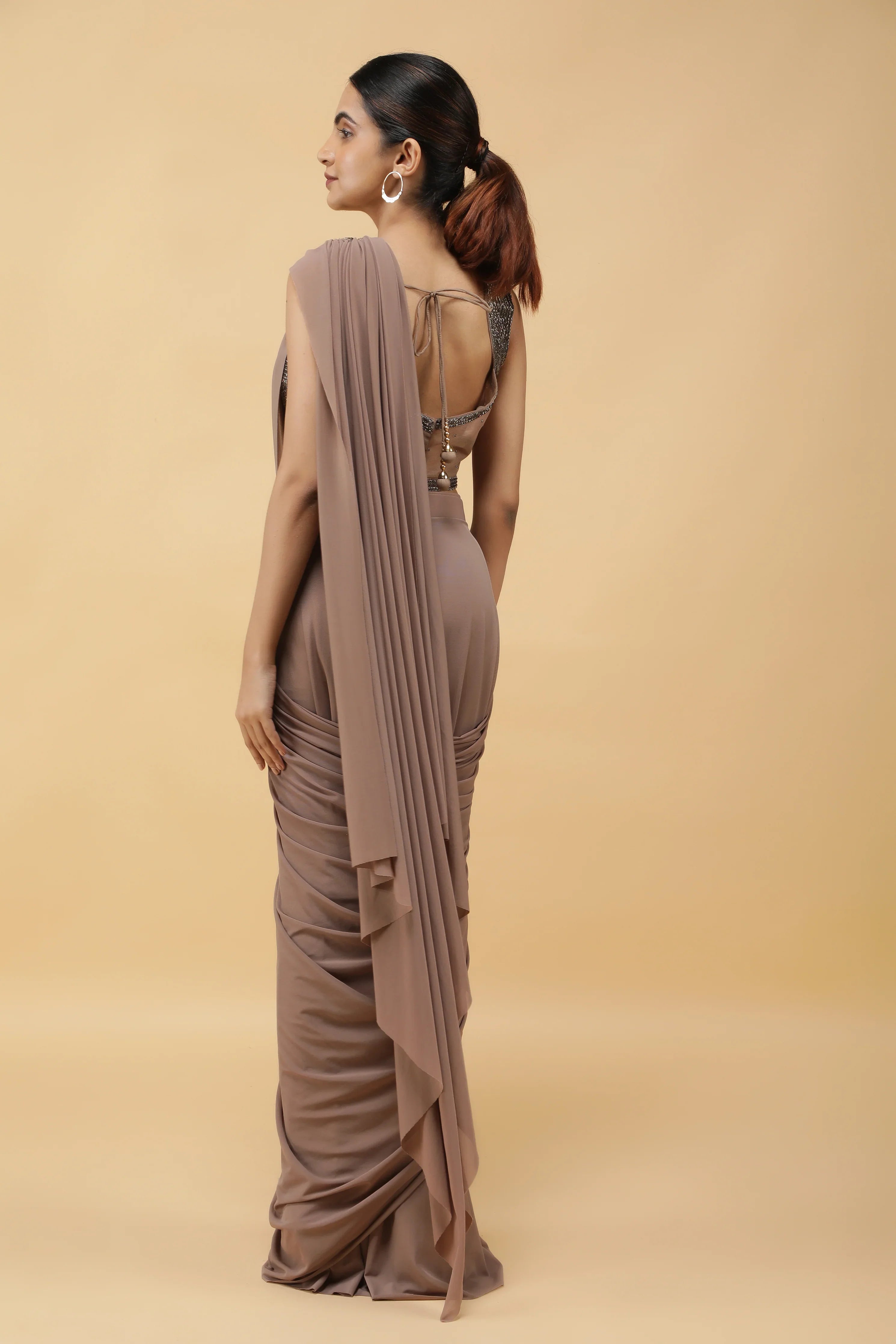 Mocha Drape Saree - Mokshaa