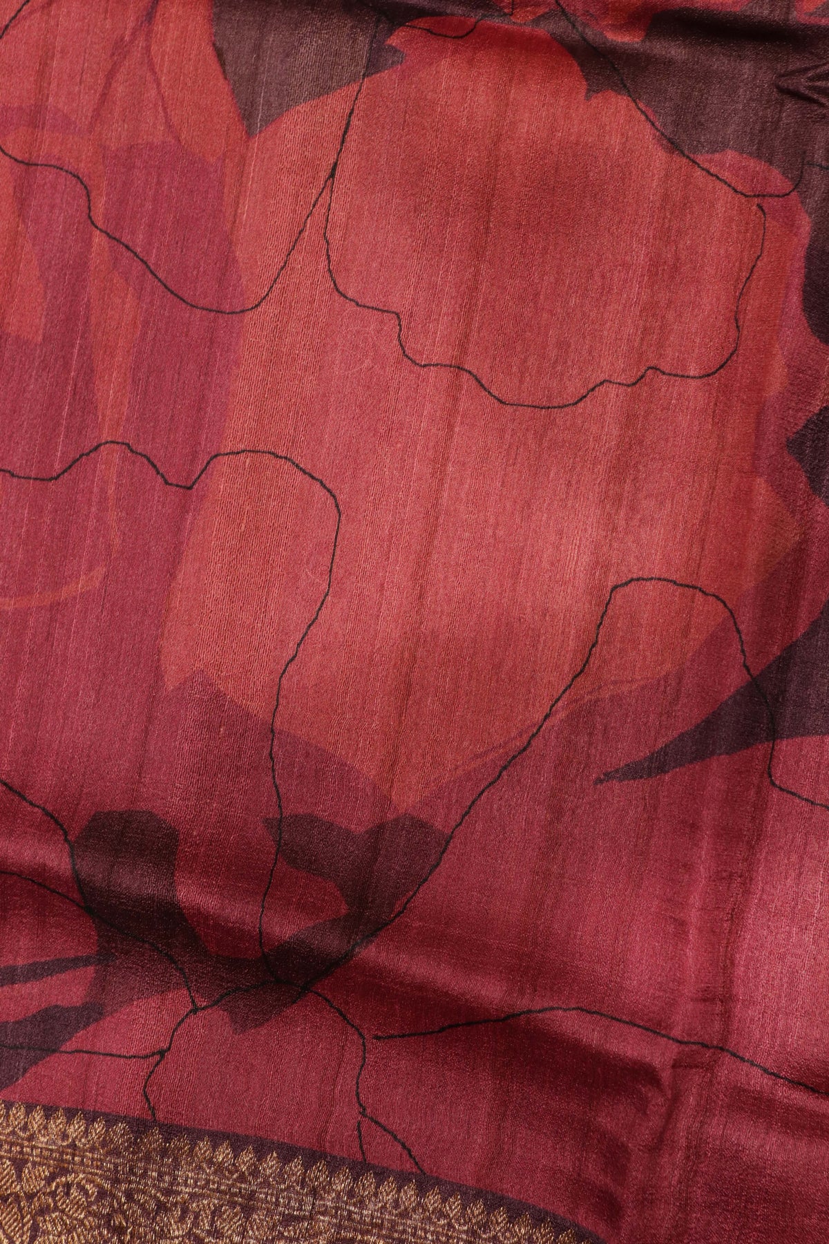 Wine Tussar Silk Digital Print Saree - Mokshaa