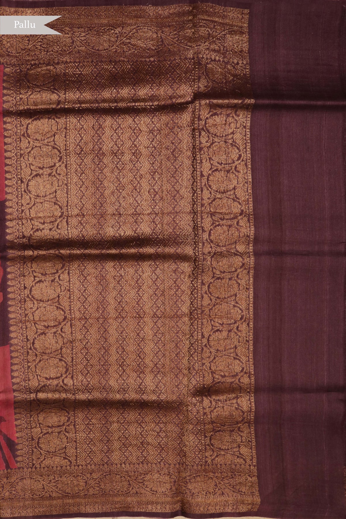 Wine Tussar Silk Digital Print Saree - Mokshaa
