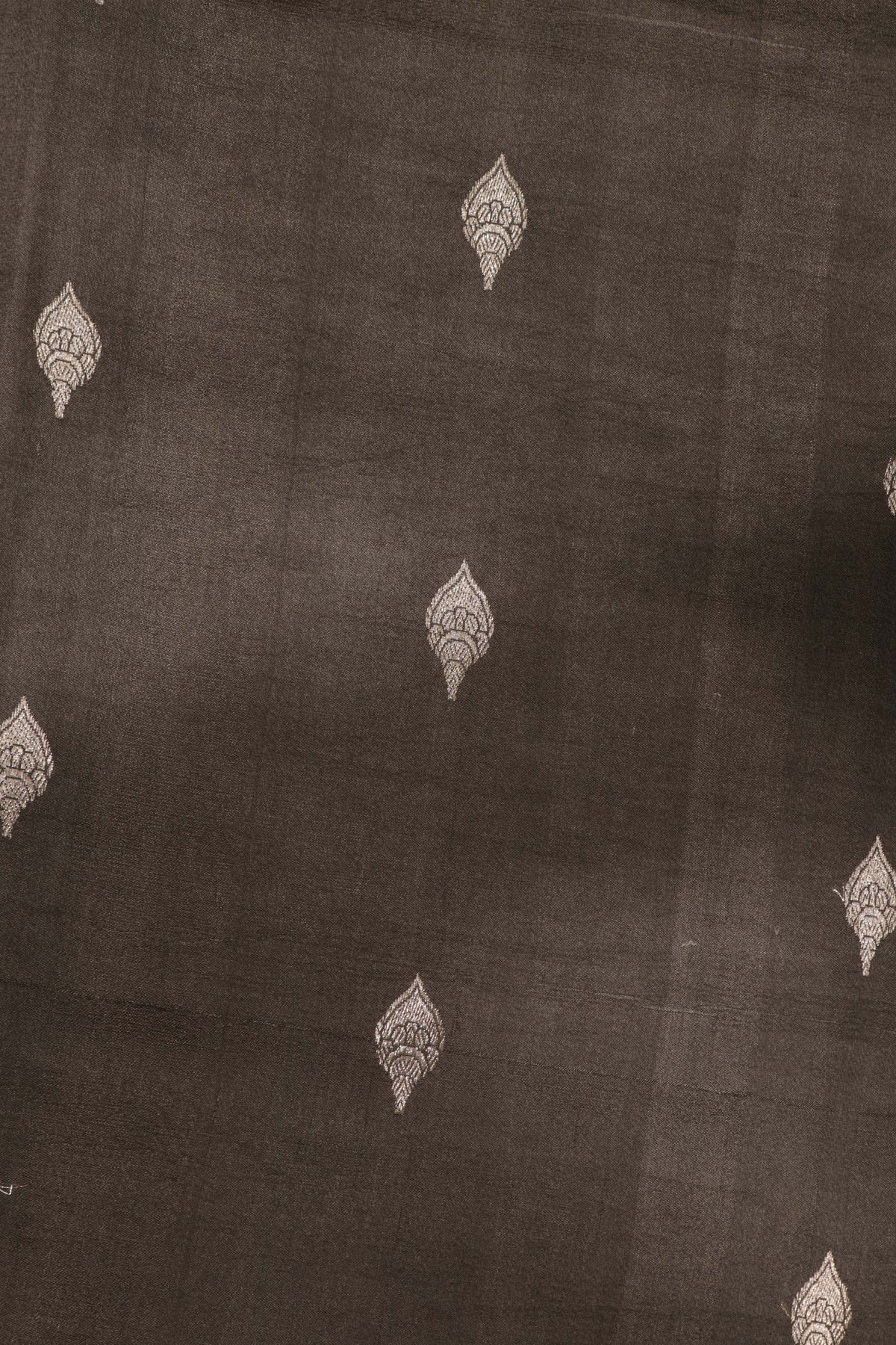 Grey Tussar Silk Saree with Digital Floral Border - Mokshaa