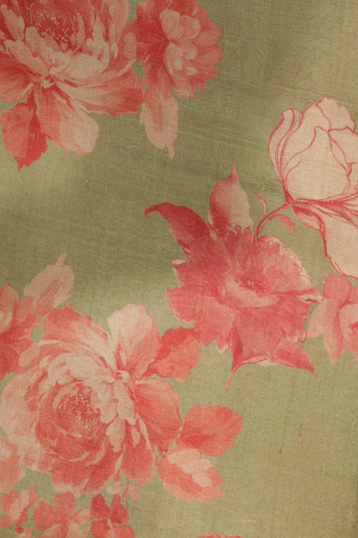 Green Tussar Silk Saree with Floral Print - Mokshaa