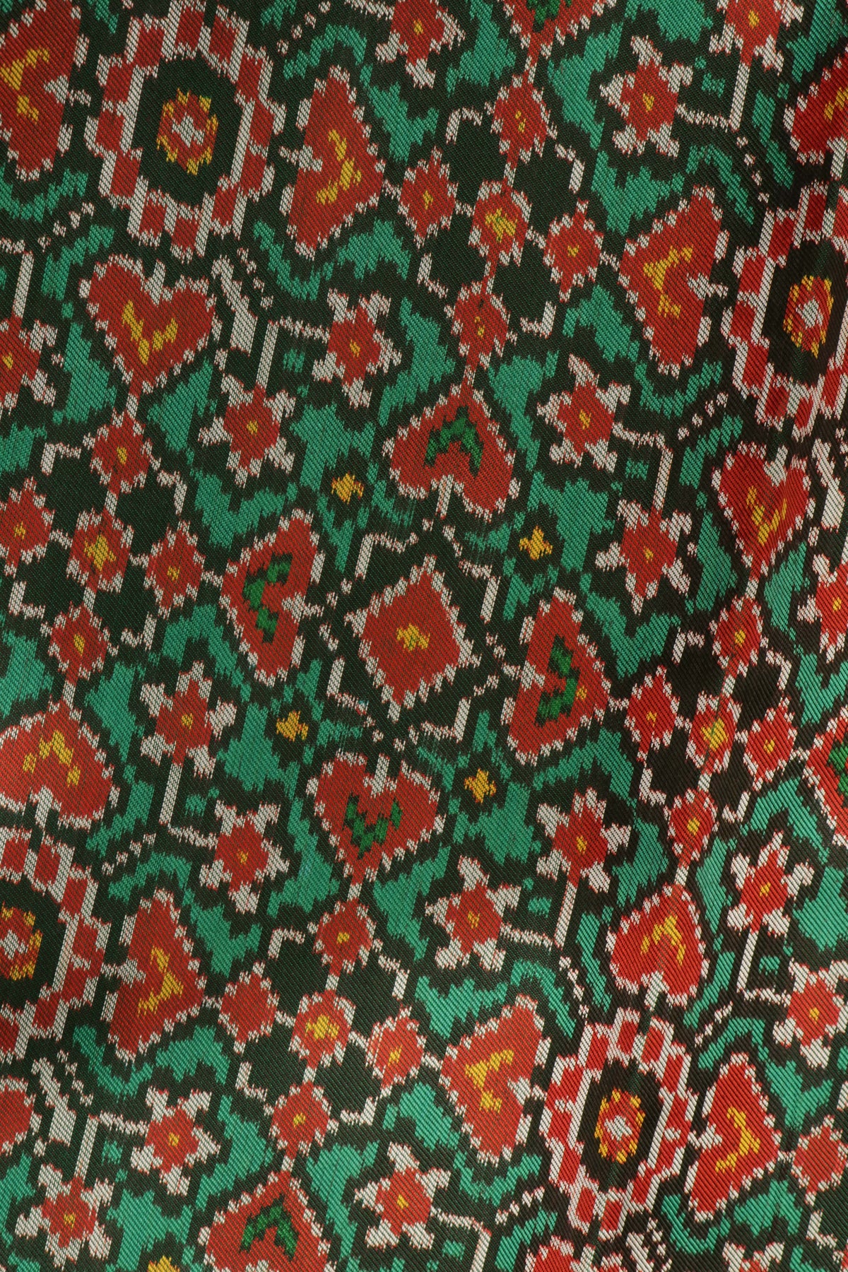 Green Patola Twill Silk Fusion Saree - Mokshaa