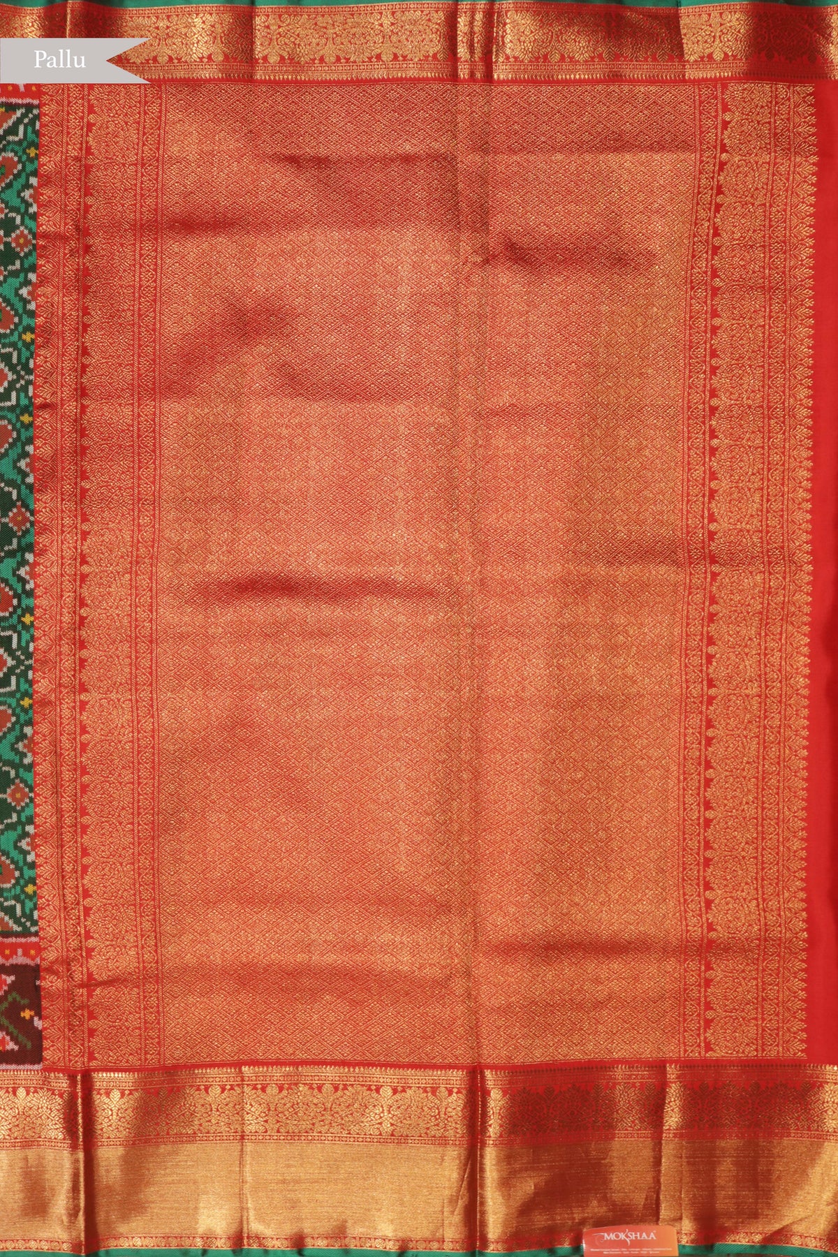 Green Patola Twill Silk Fusion Saree - Mokshaa