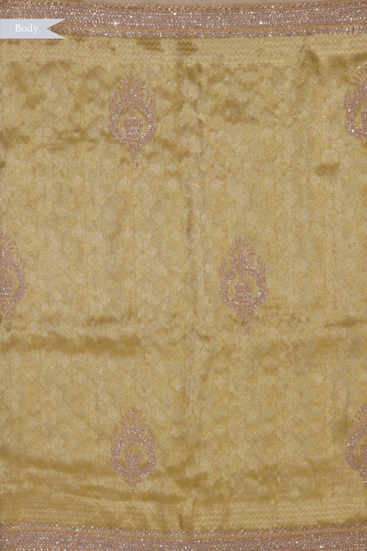 Lime Yellow Zari Weave Saree with Zardosi Work - Mokshaa