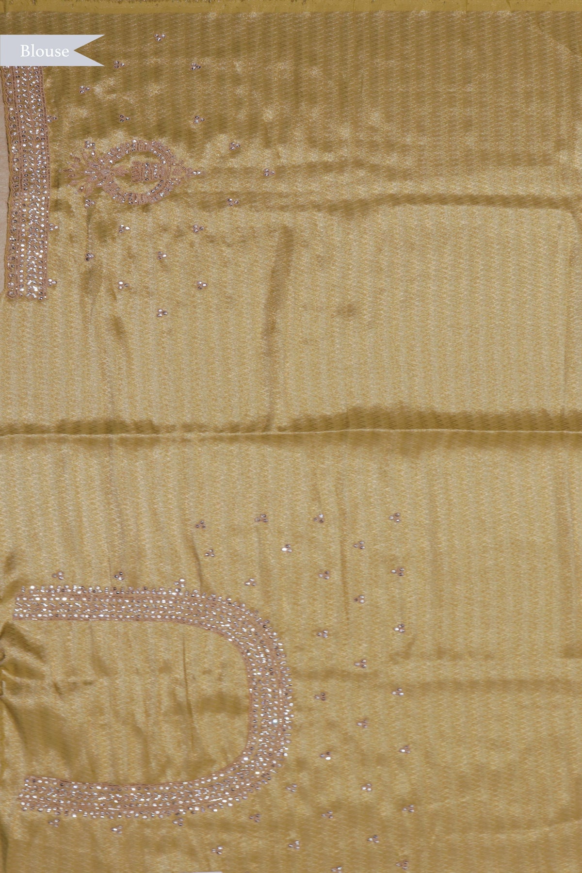 Lime Yellow Zari Weave Saree with Zardosi Work - Mokshaa