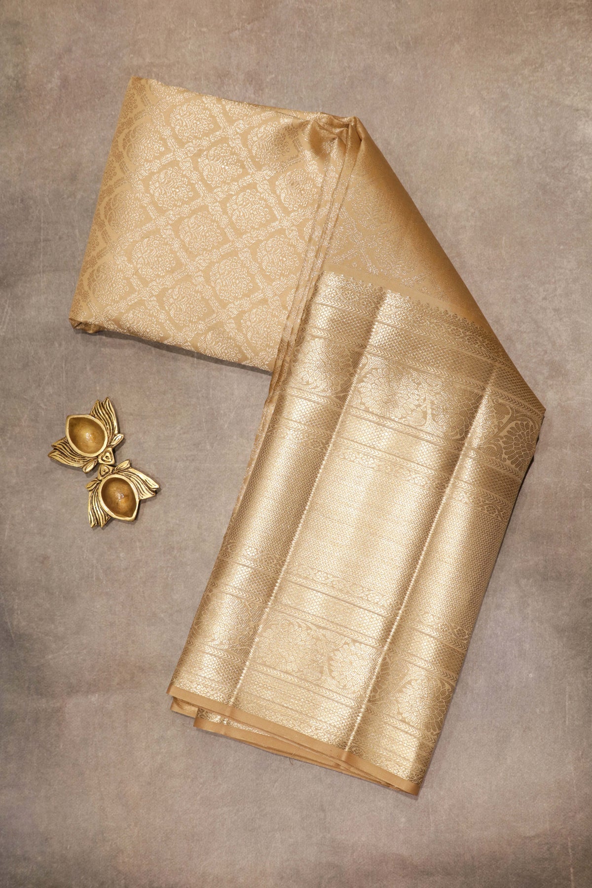 Beige Kanchivaram Silk Saree - Mokshaa