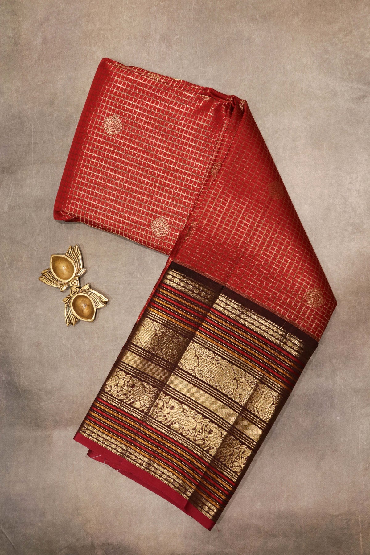 Red Kanchivaram Silk Saree - Mokshaa