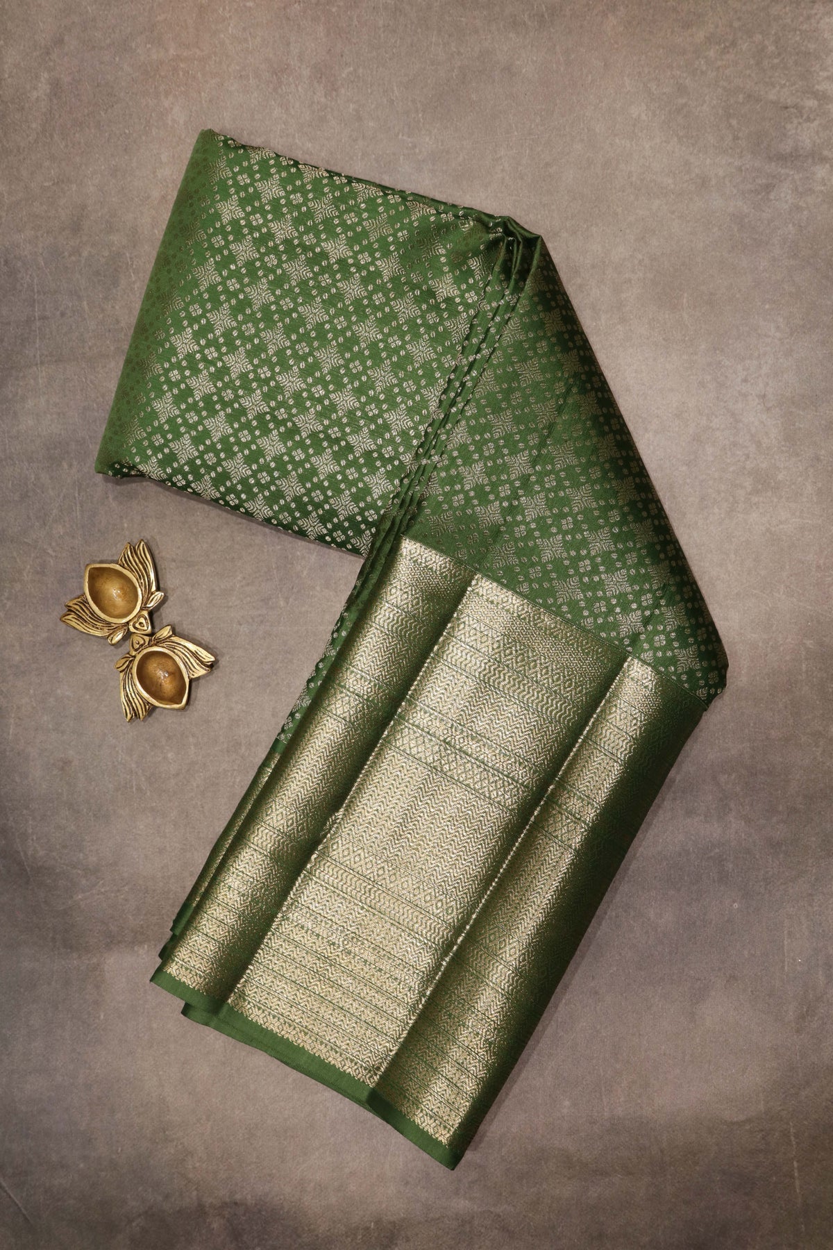 Leaf Green Kanchivaram Silk Saree - Mokshaa