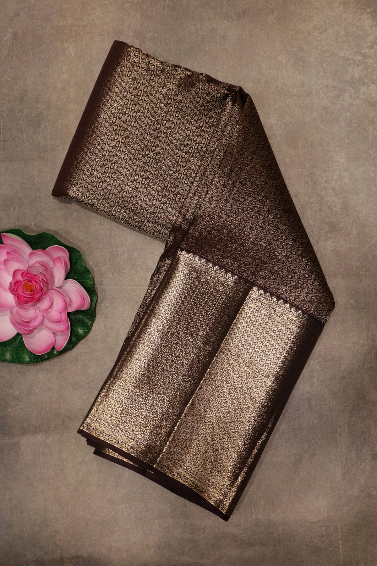 Coffee Brown Kanchivaram Silk Saree - Mokshaa