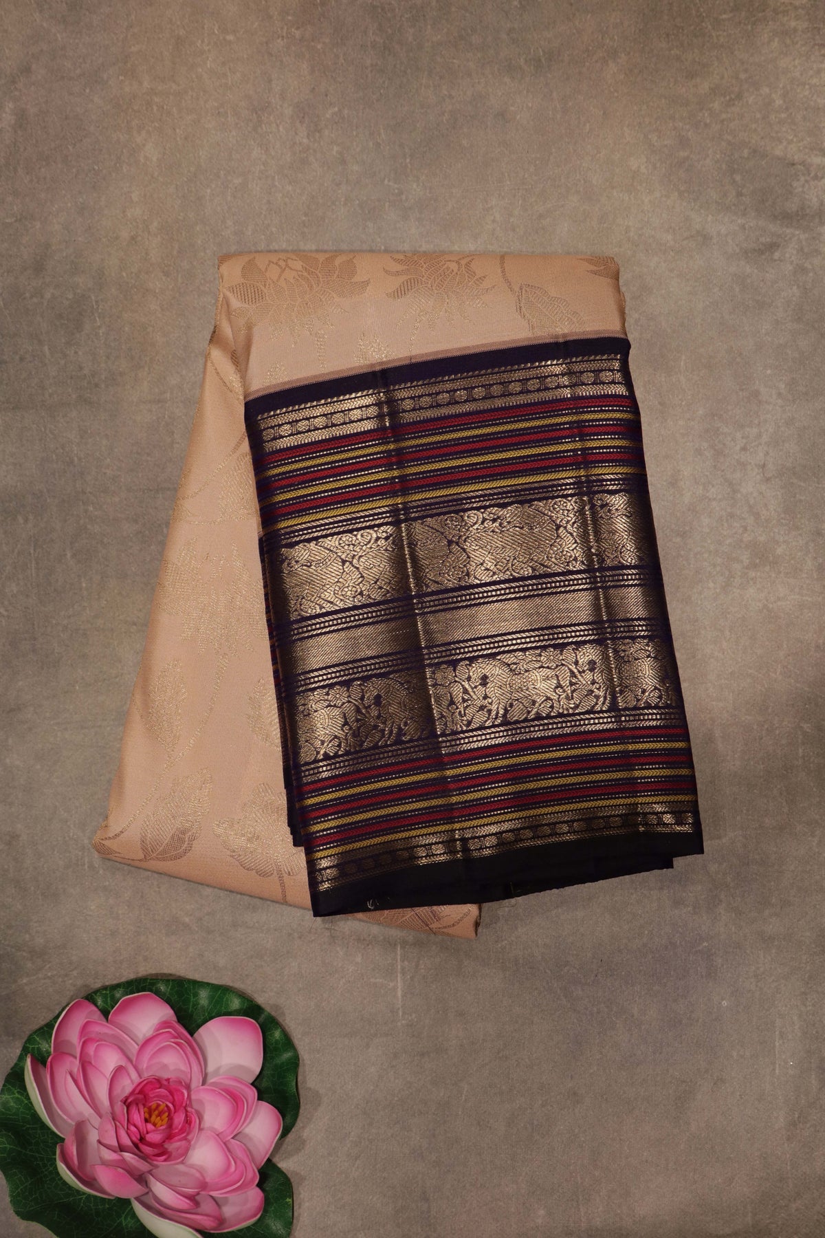 Peach Kanchivaram Silk Saree - Mokshaa