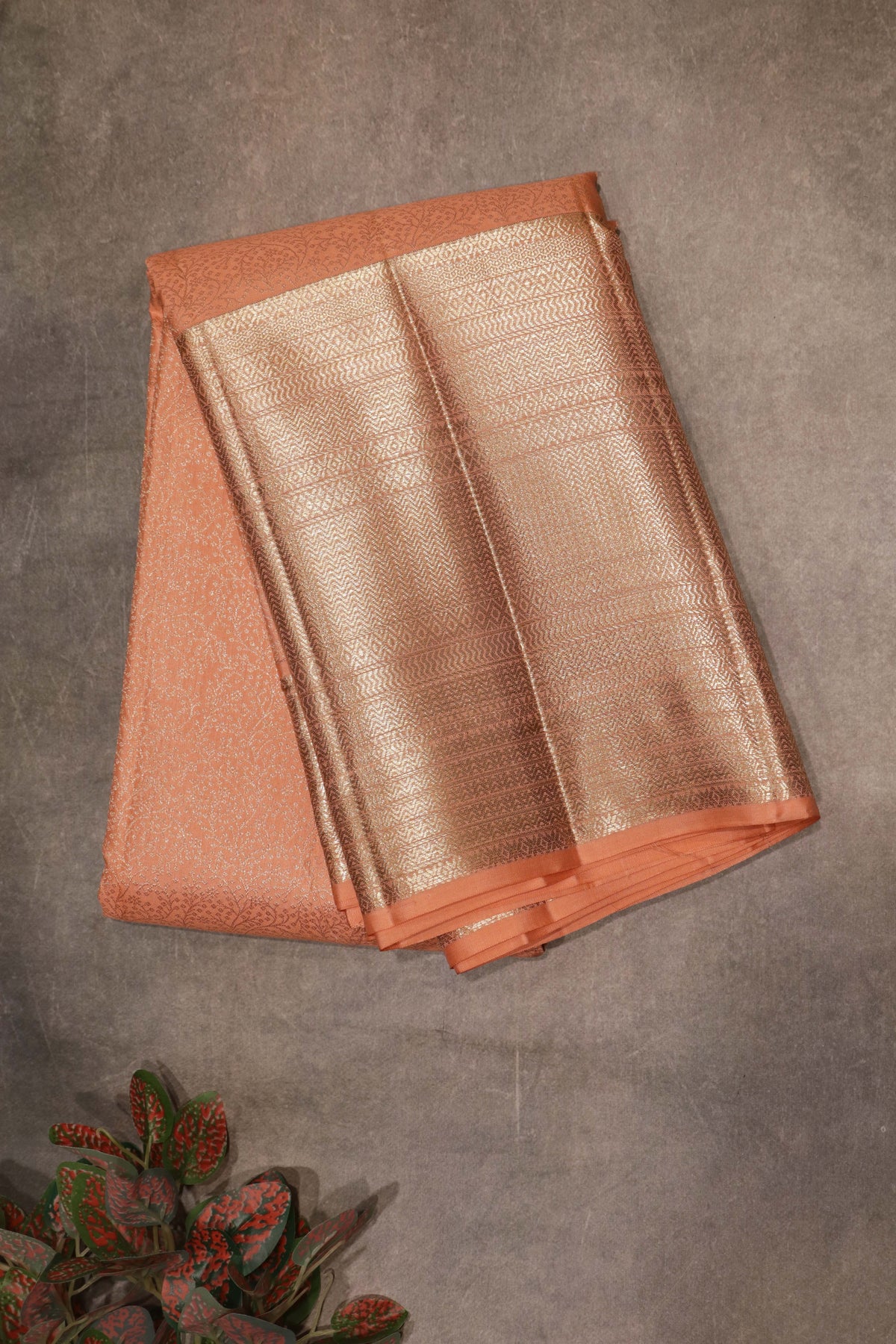Peach Kanchivaram Silk Saree - Mokshaa