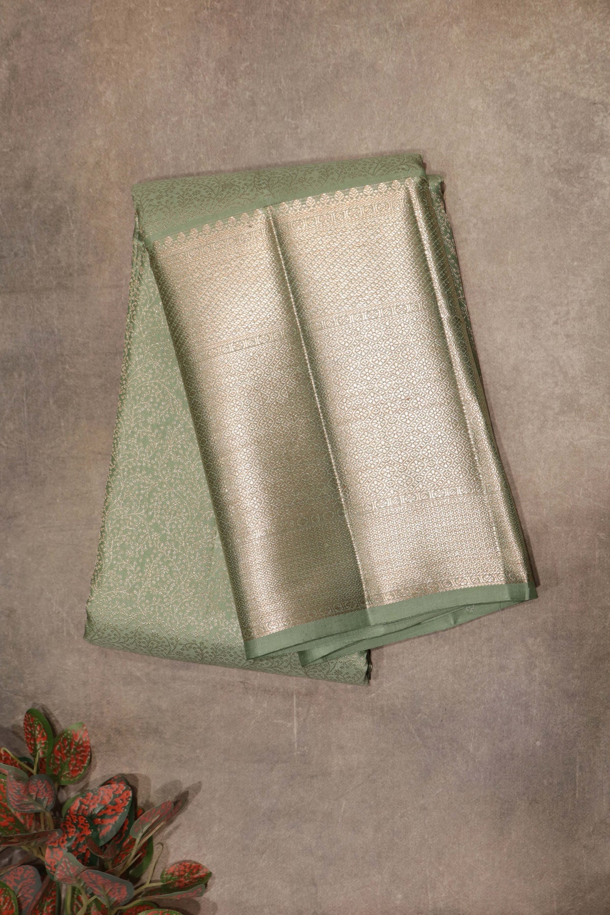 Sea Green Kanchivaram Silk Saree - Mokshaa