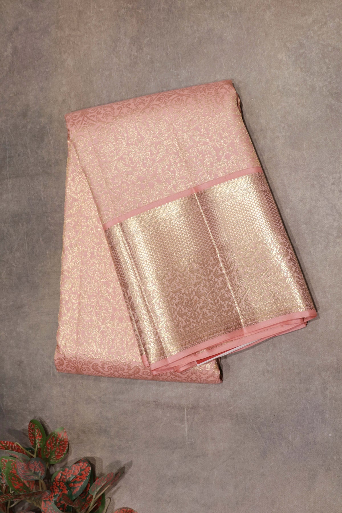 Baby Pink Kanchivaram Silk Saree with Zari Weaving - Mokshaa