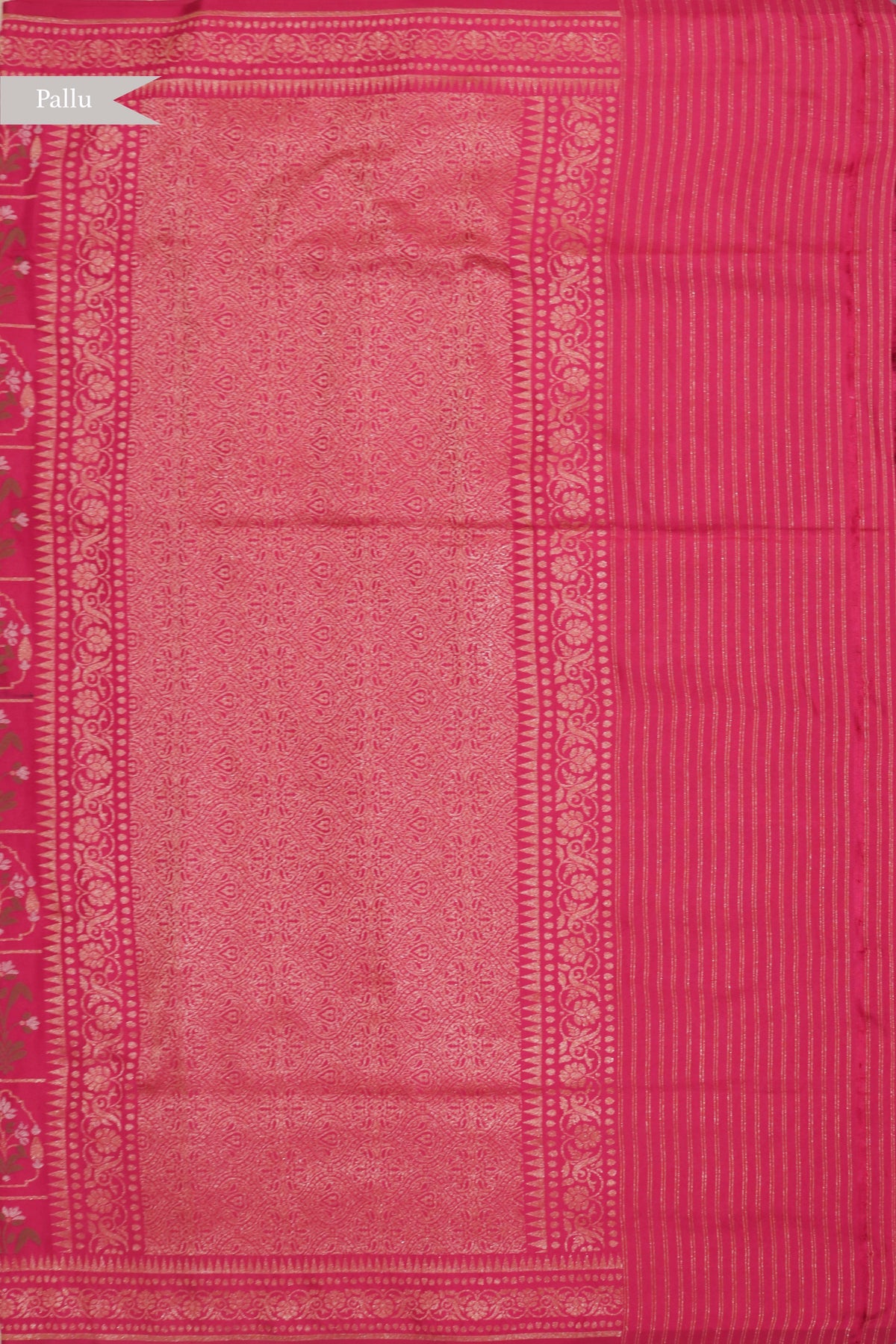 Rani Pink Banarasi Silk Jamdani Saree - Mokshaa