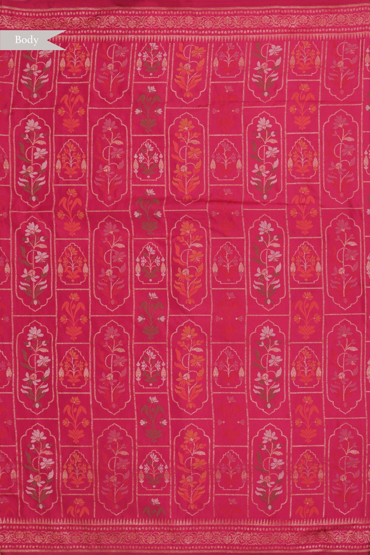 Rani Pink Banarasi Silk Jamdani Saree - Mokshaa