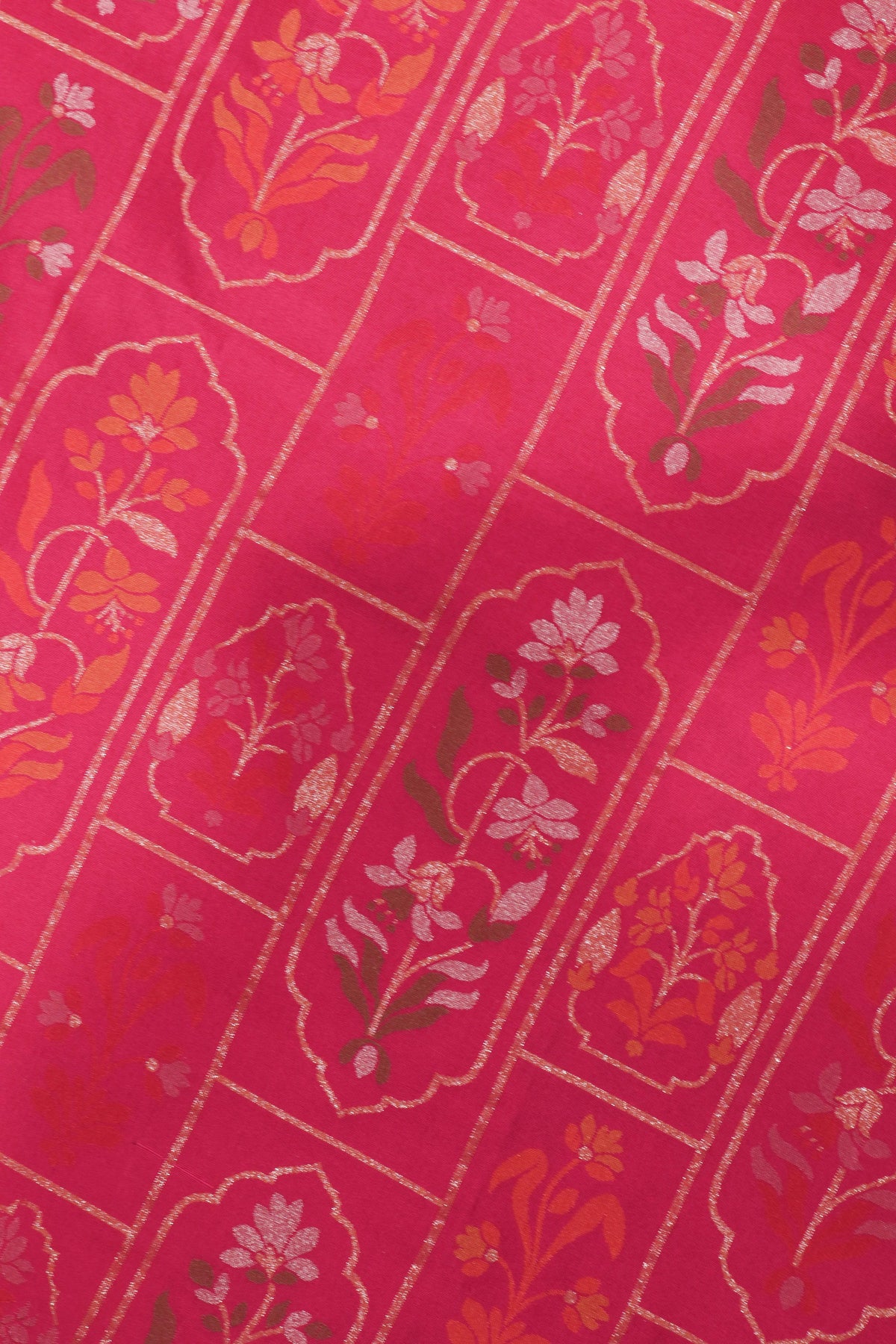 Rani Pink Banarasi Silk Jamdani Saree - Mokshaa