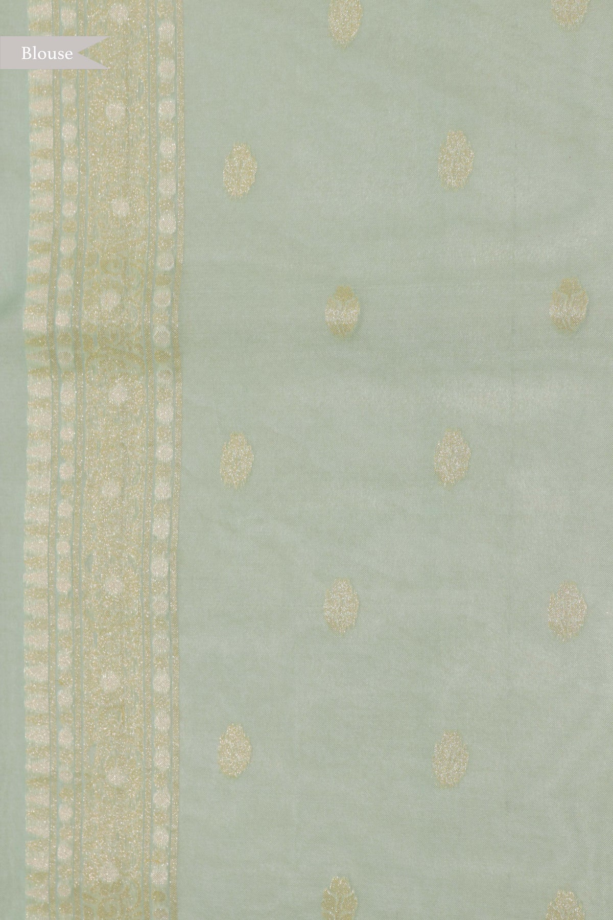 Sea Green Banarasi Kora Silk Fusion Saree - Mokshaa