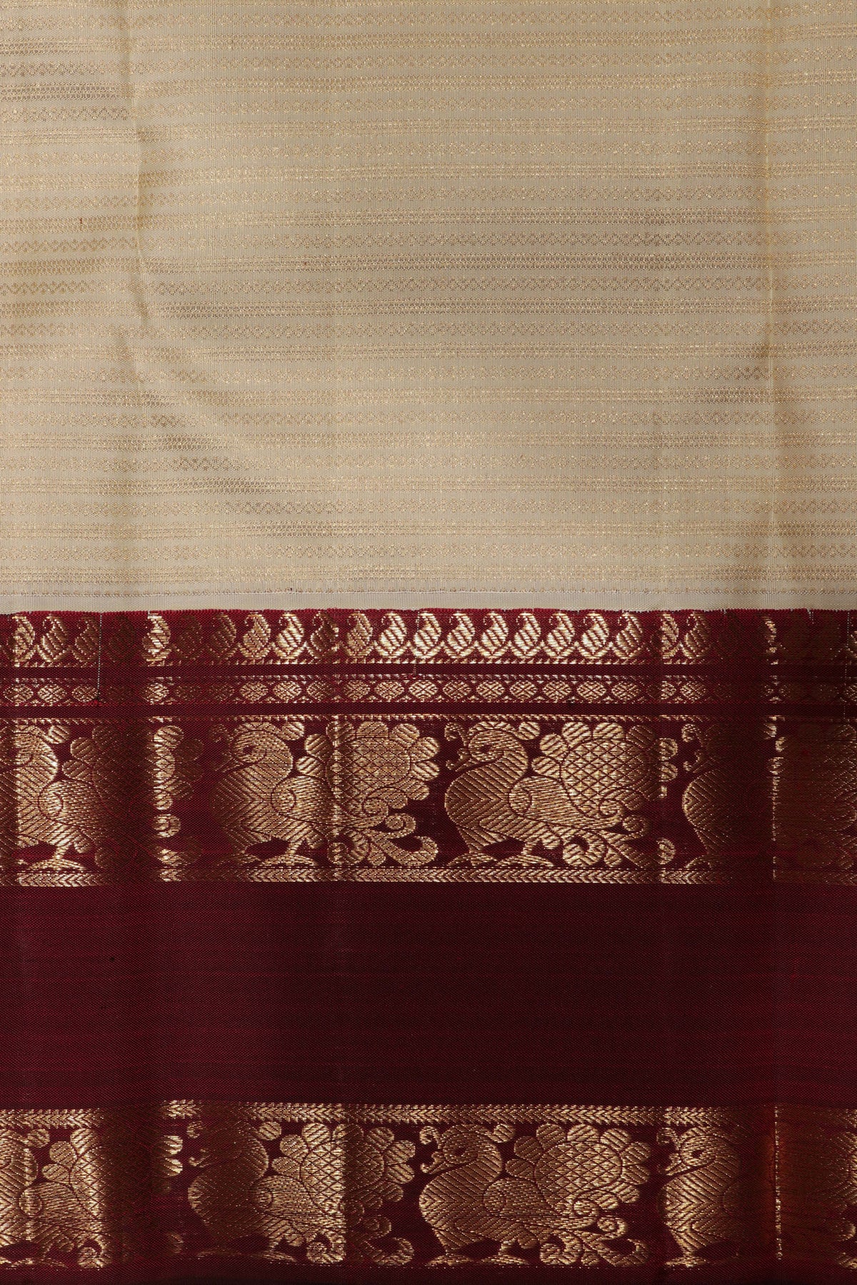 Off-White Kanchivaram Silk Saree - Mokshaa