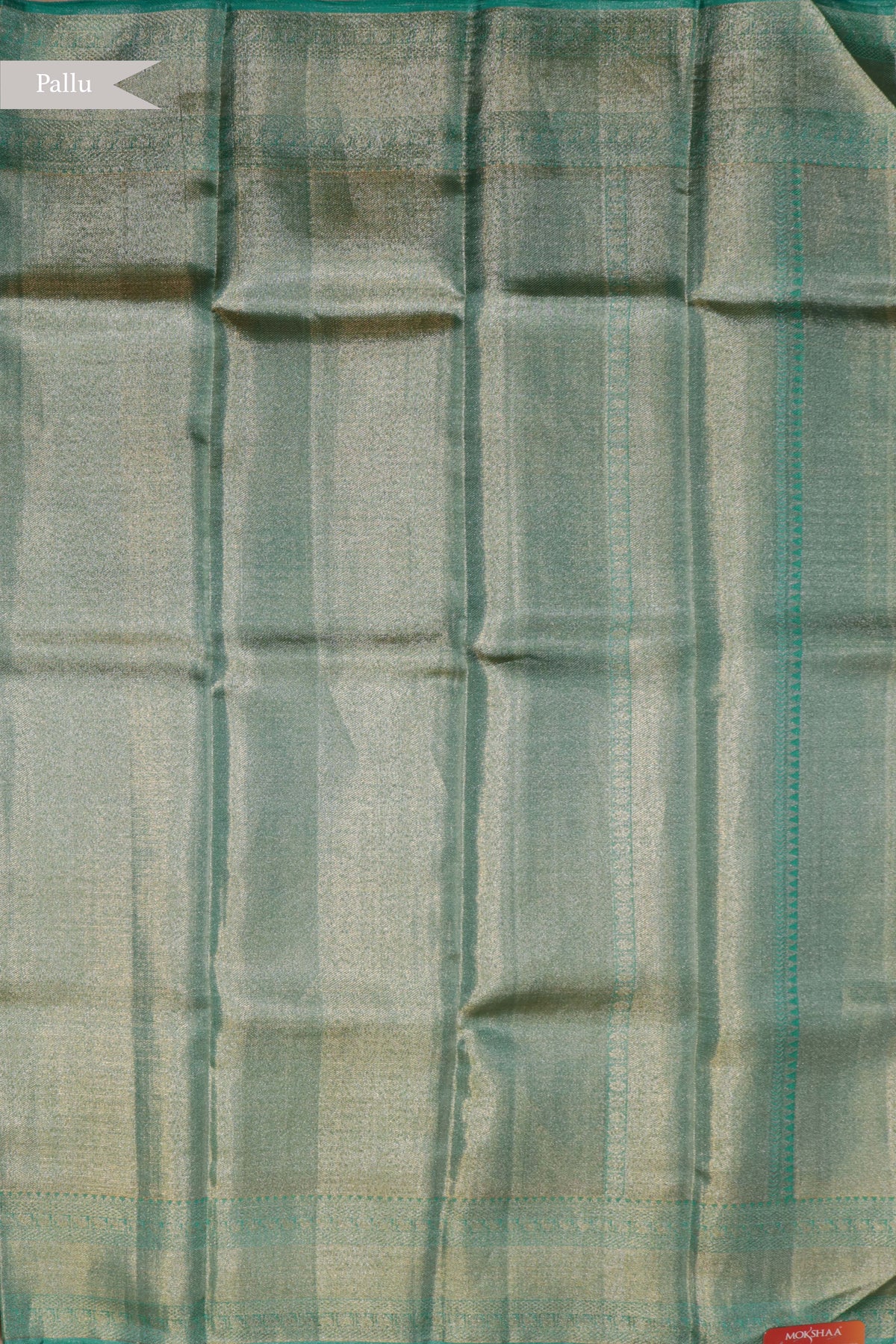Silver Tissue Silk Saree with Aqua Floral Weaving - Mokshaa
