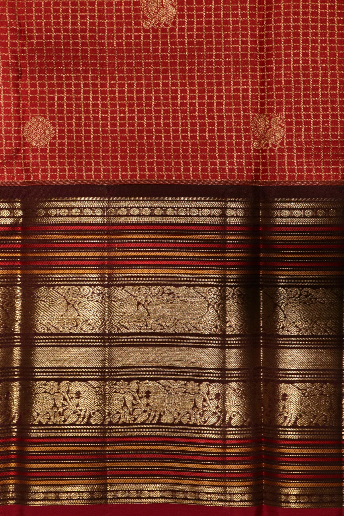 Red Kanchivaram Silk Saree - Mokshaa