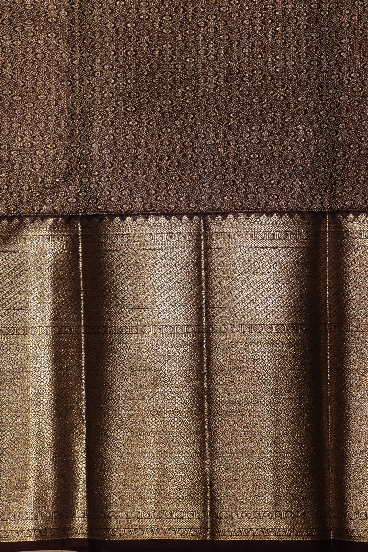 Dark Brown Kanchivaram Silk Saree - Mokshaa