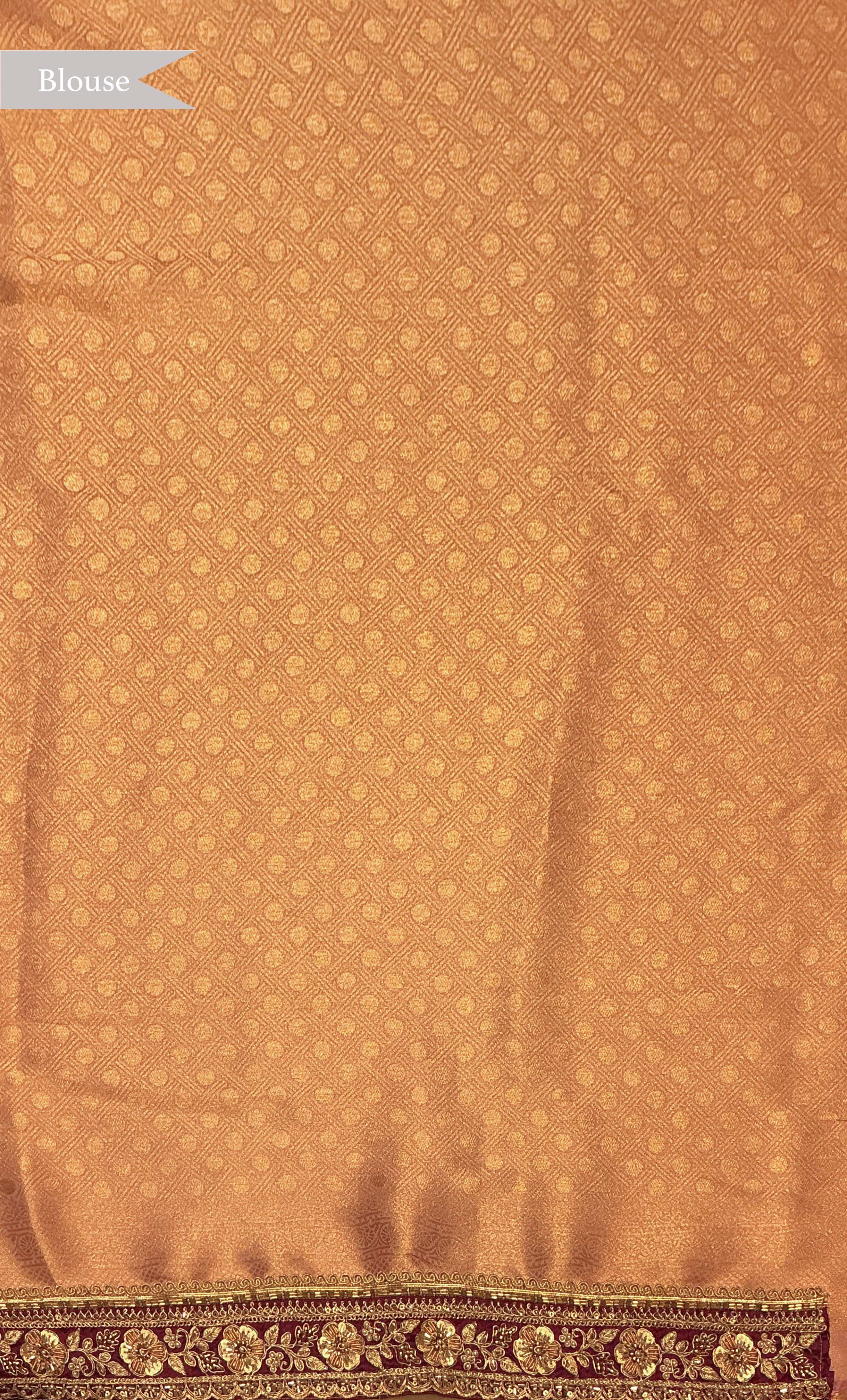 Peach Banaras Handloom Tissue Saree