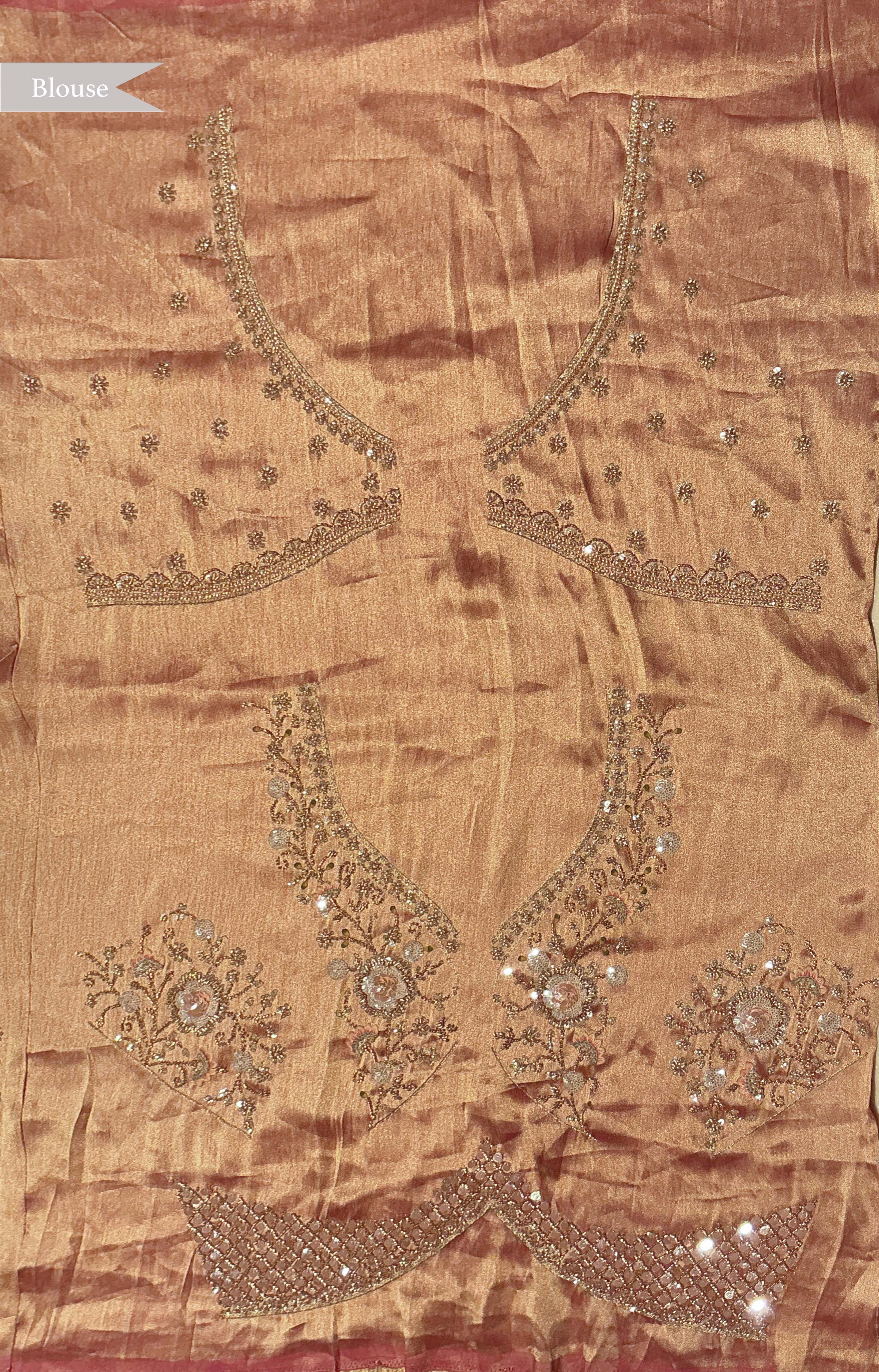 Light Peach Banarasi Georgette Saree