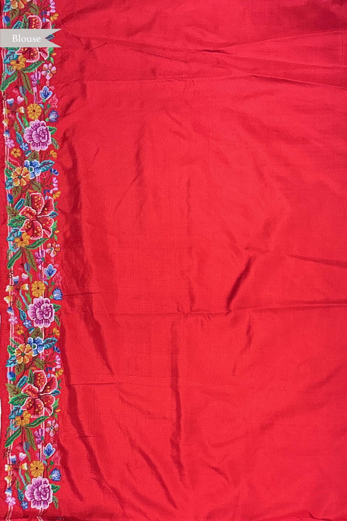 Red Ikat Silk Saree with Petit Point Border - Mokshaa
