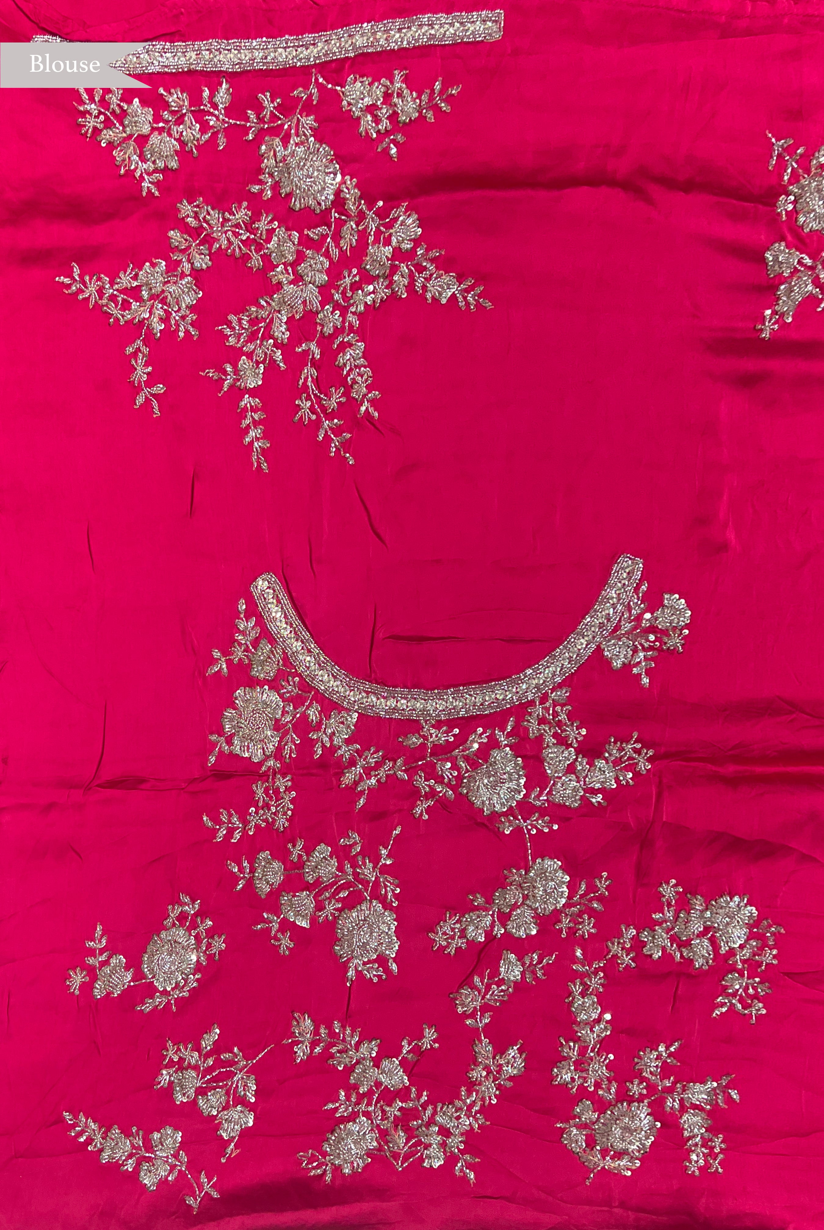 Pink Satin Saree with Kardhana and Sequin Embroidery