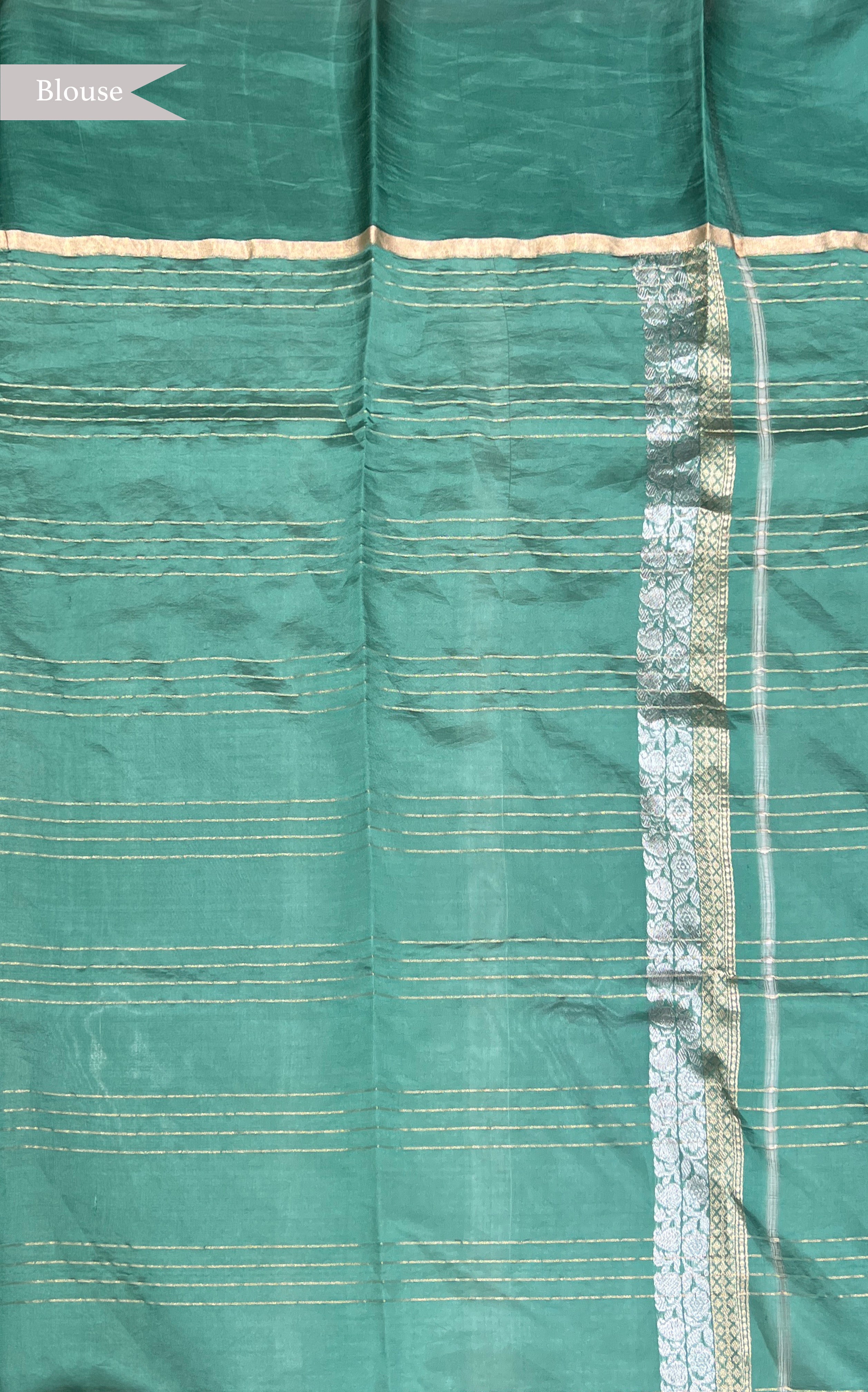 Green Banarasi Chanderi Silk Saree with Zari Checks and Butta Border