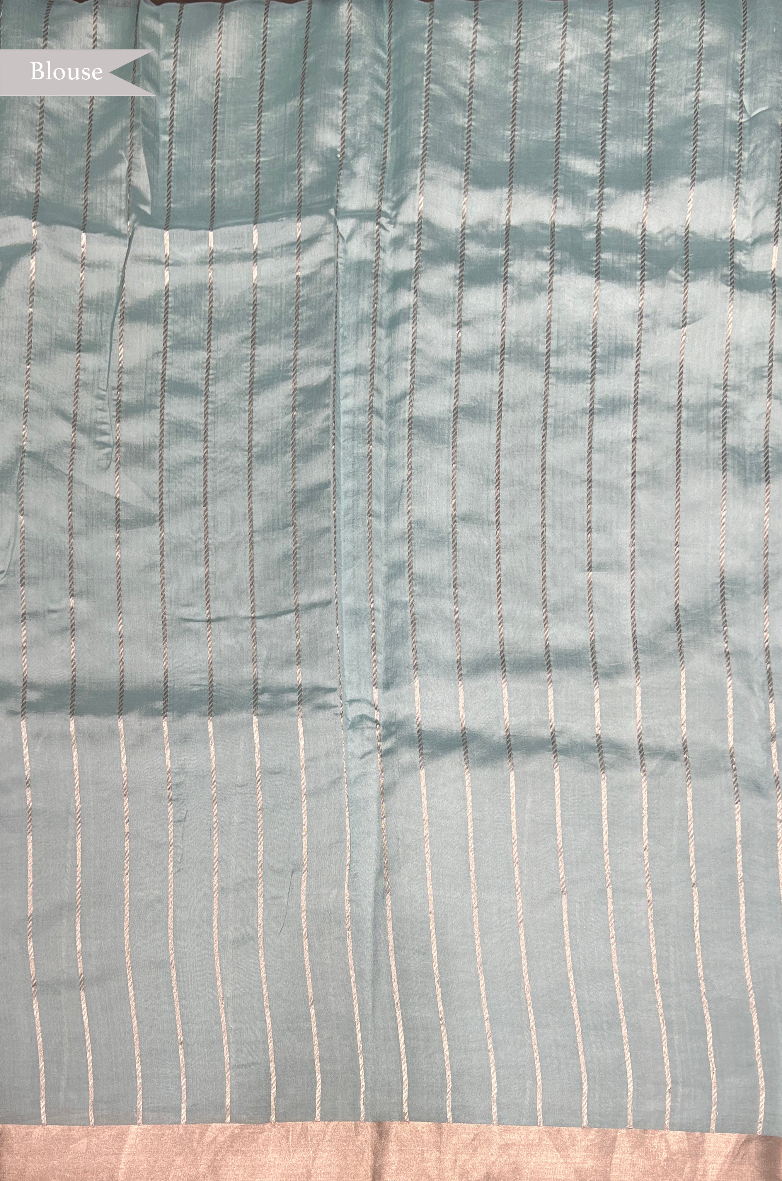 Sky Blue Banarasi Chanderi Silk Saree with Stripes and Butta Border