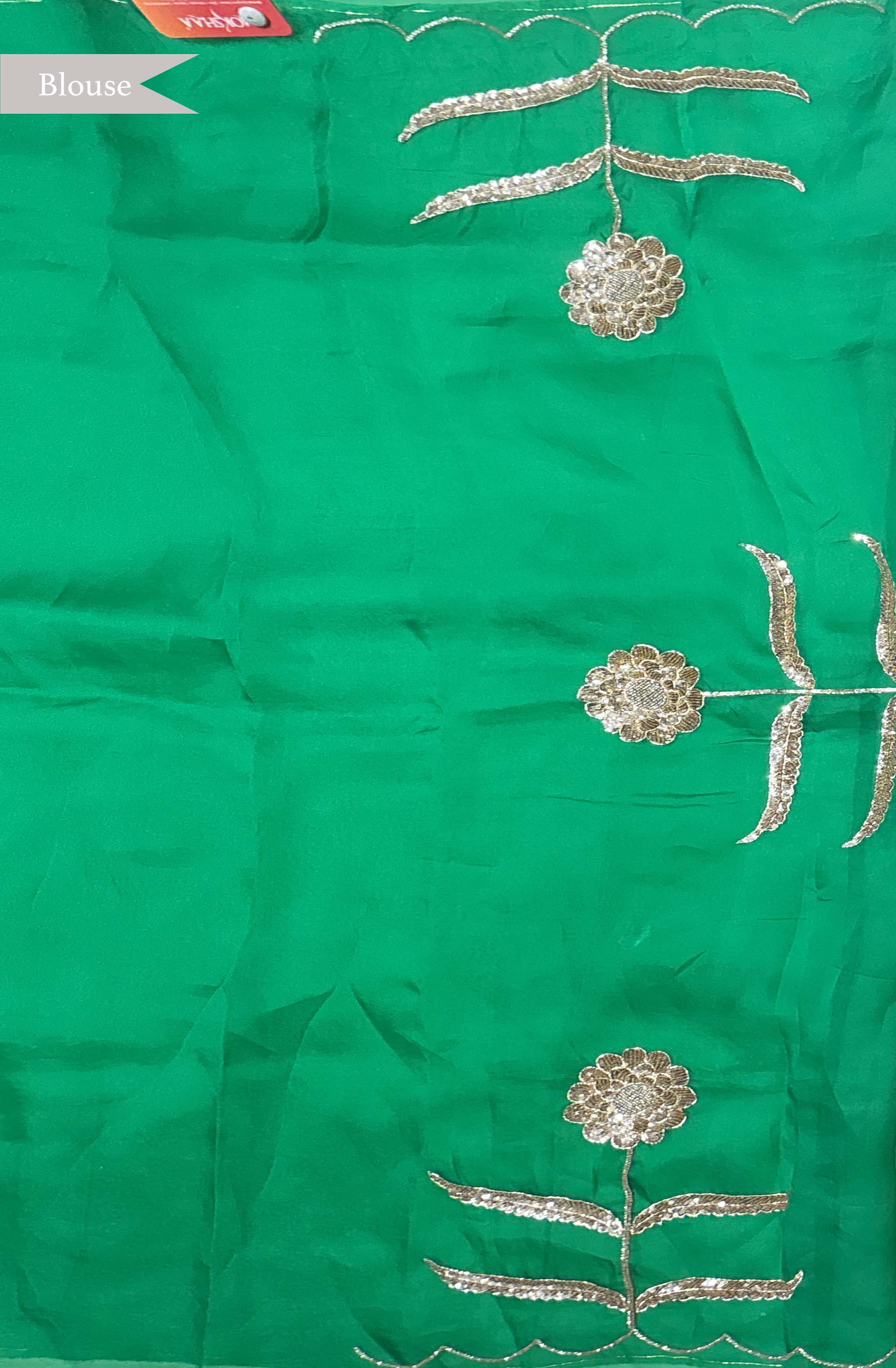 Bottle Green Organza Saree