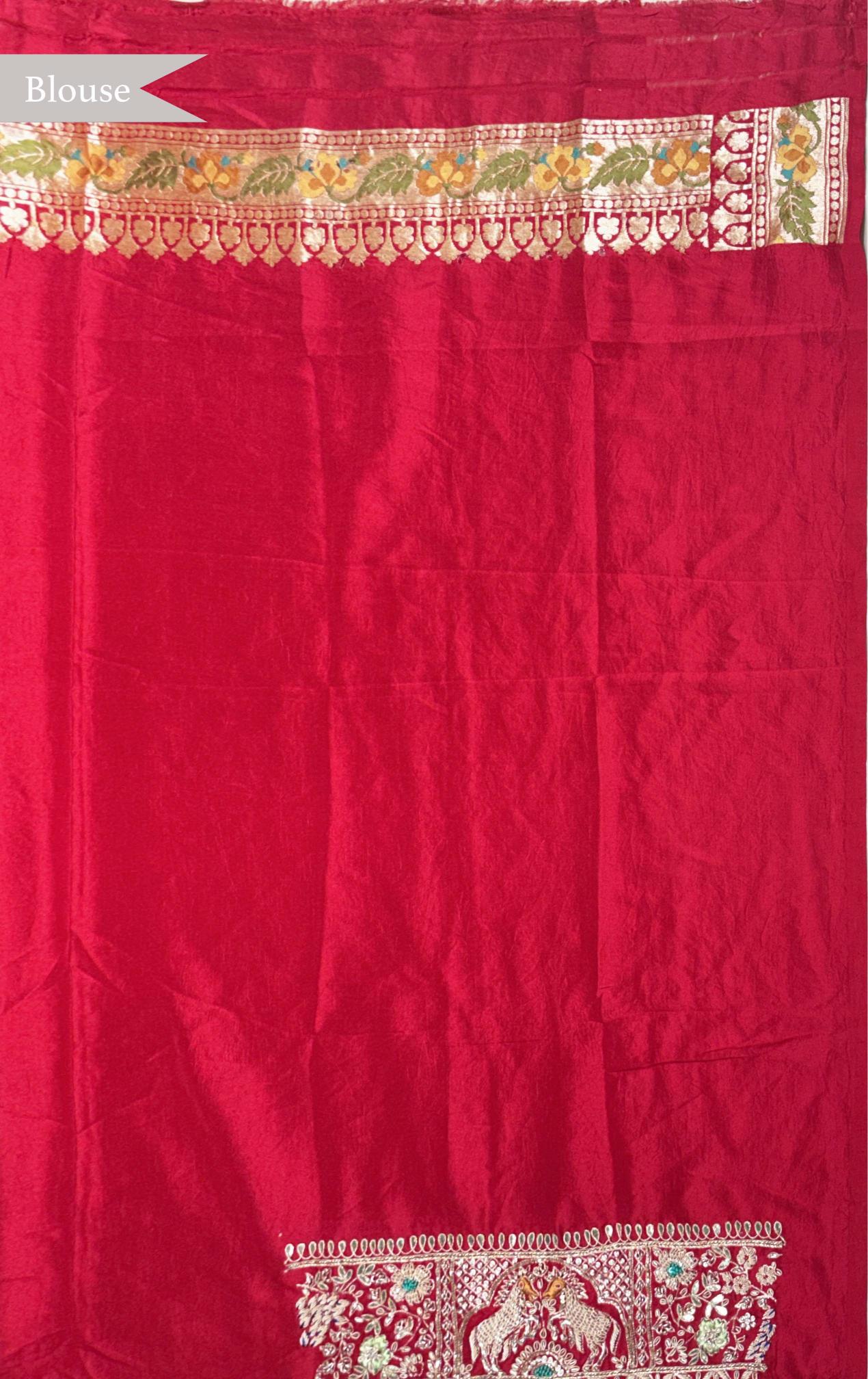 Red Chanderi Silk Saree