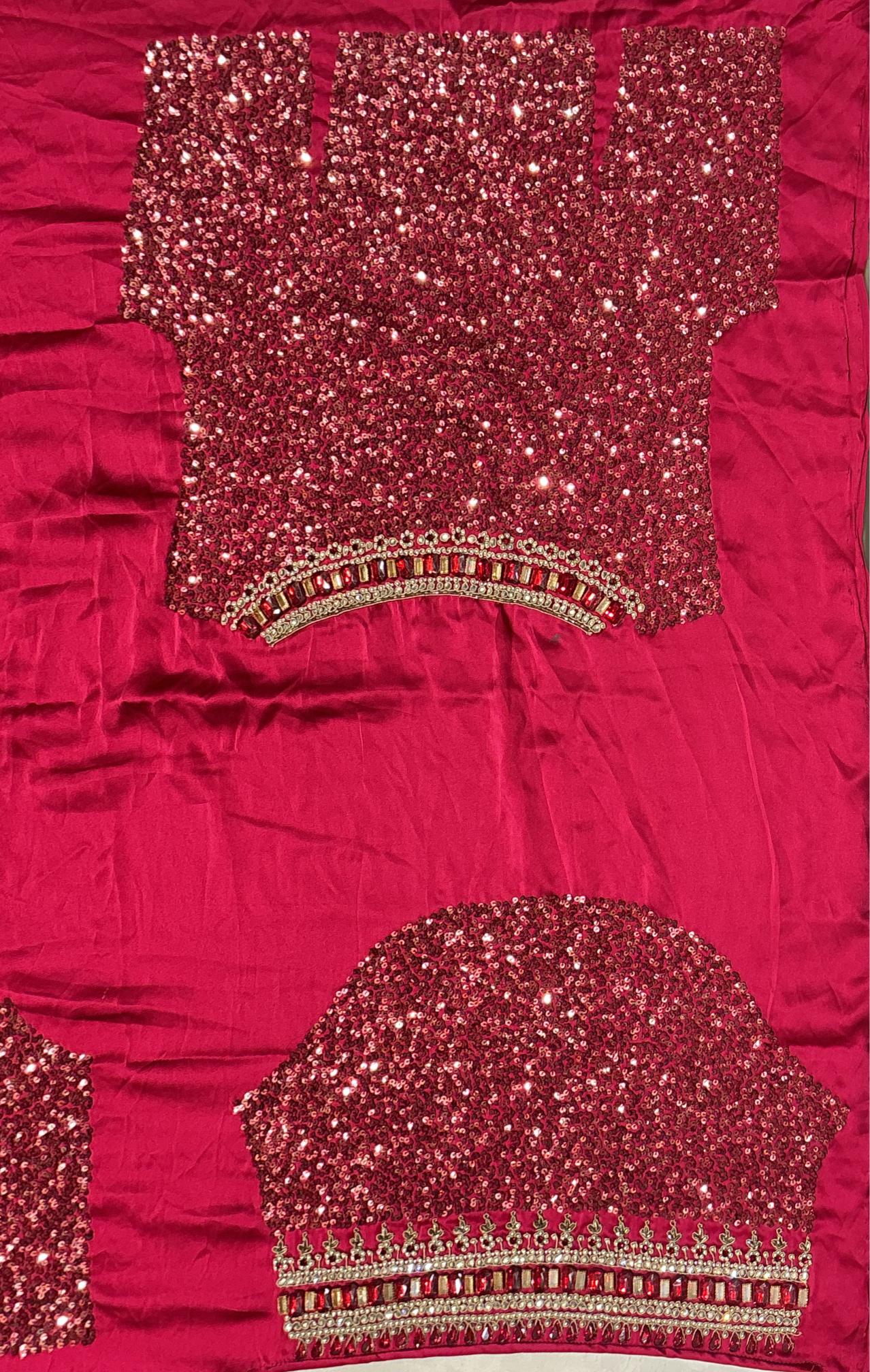 Marronish Red Satin Saree