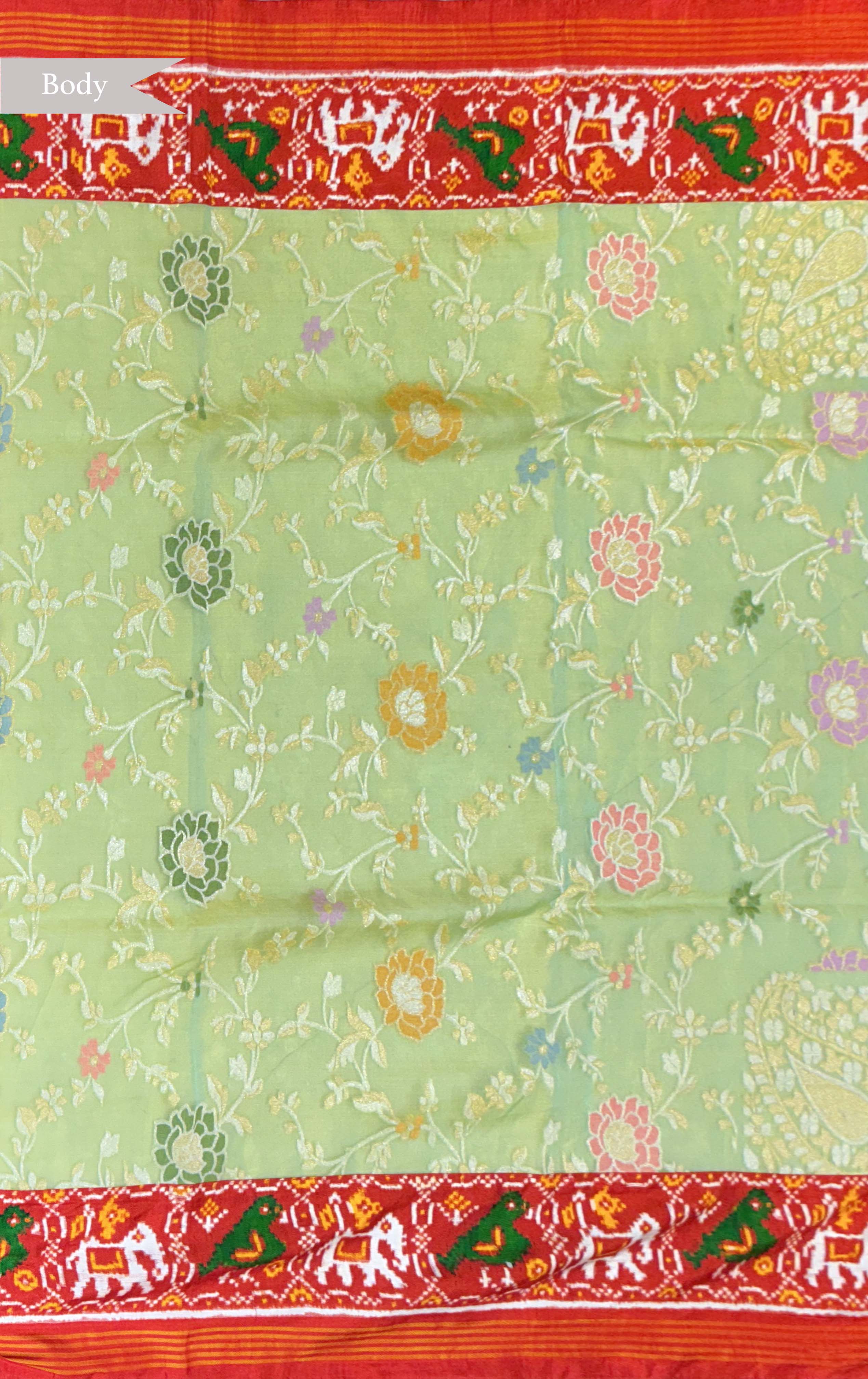 Pastel Green Kora Jamdhani Saree