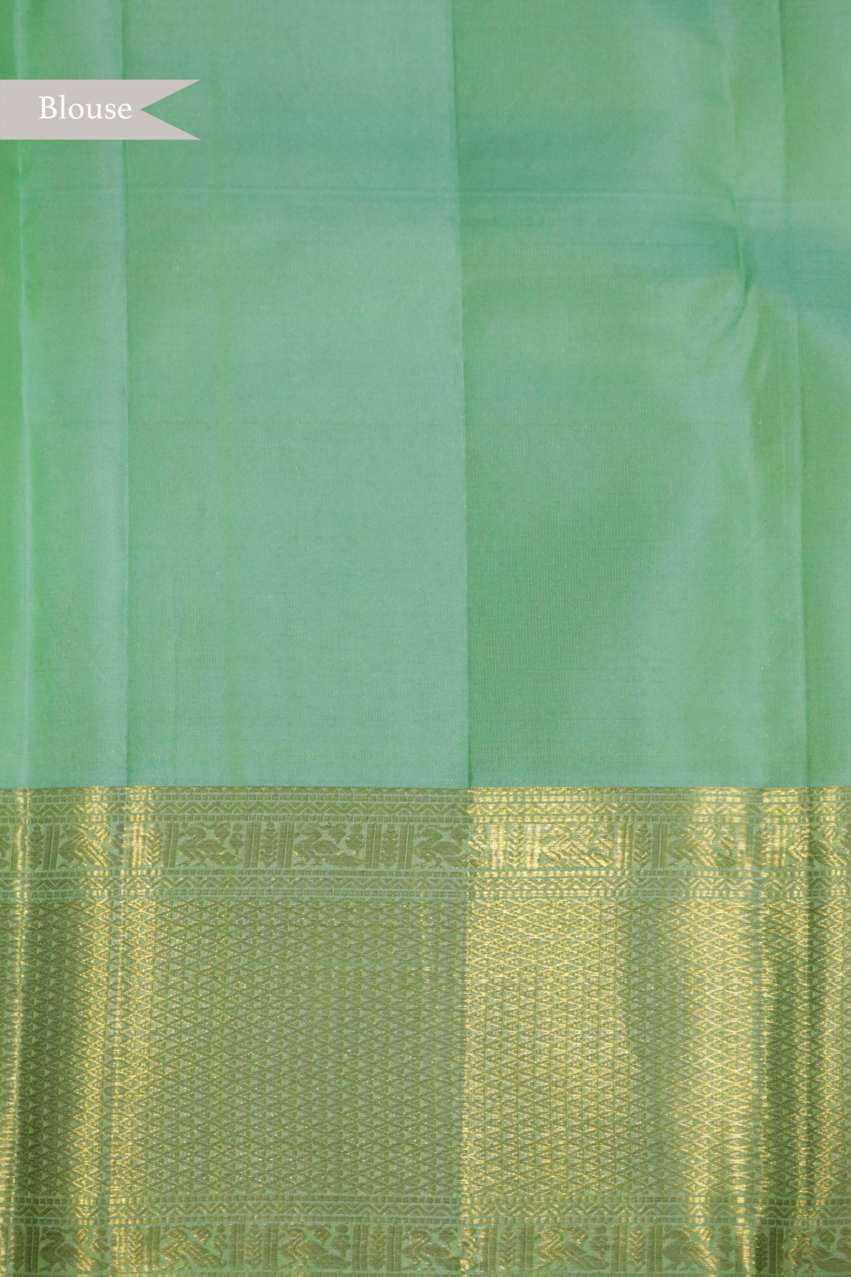 Mint Green Kanchipuram Silk Saree - Mokshaa