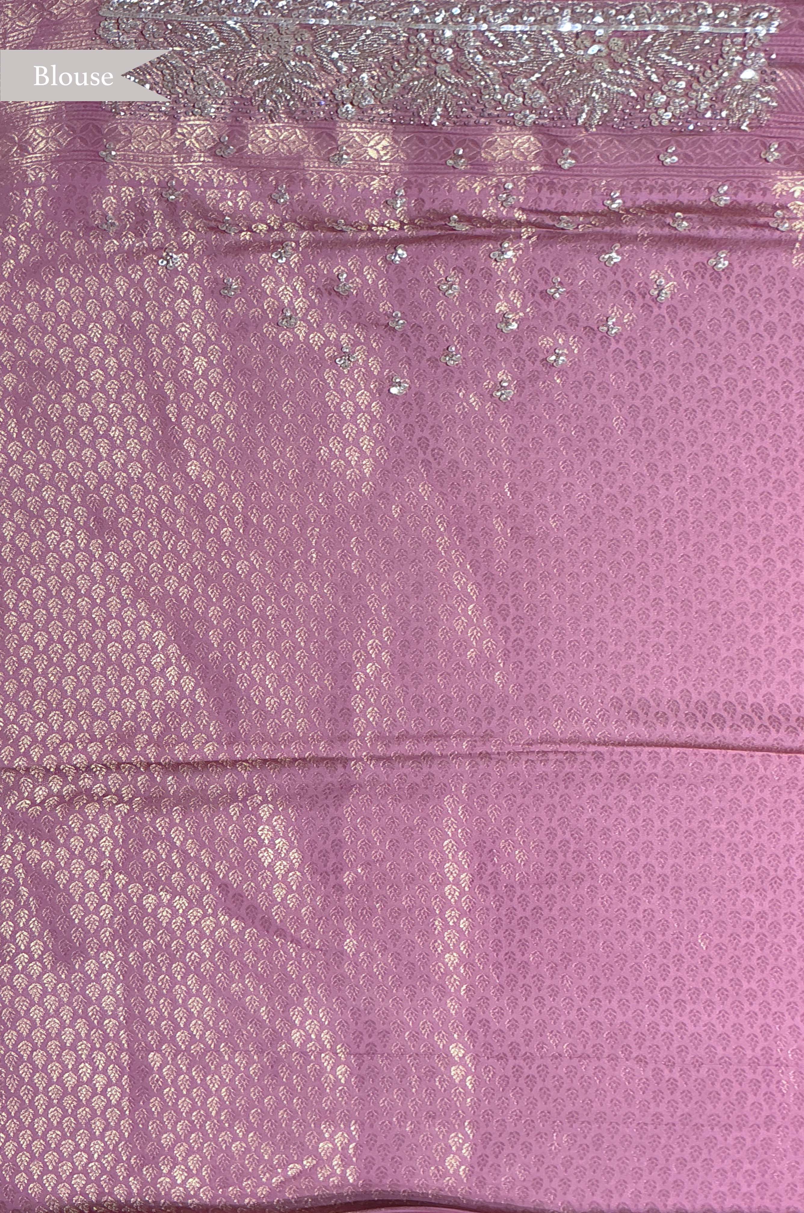 Pink Banarasi Silk Saree with Embellished Border