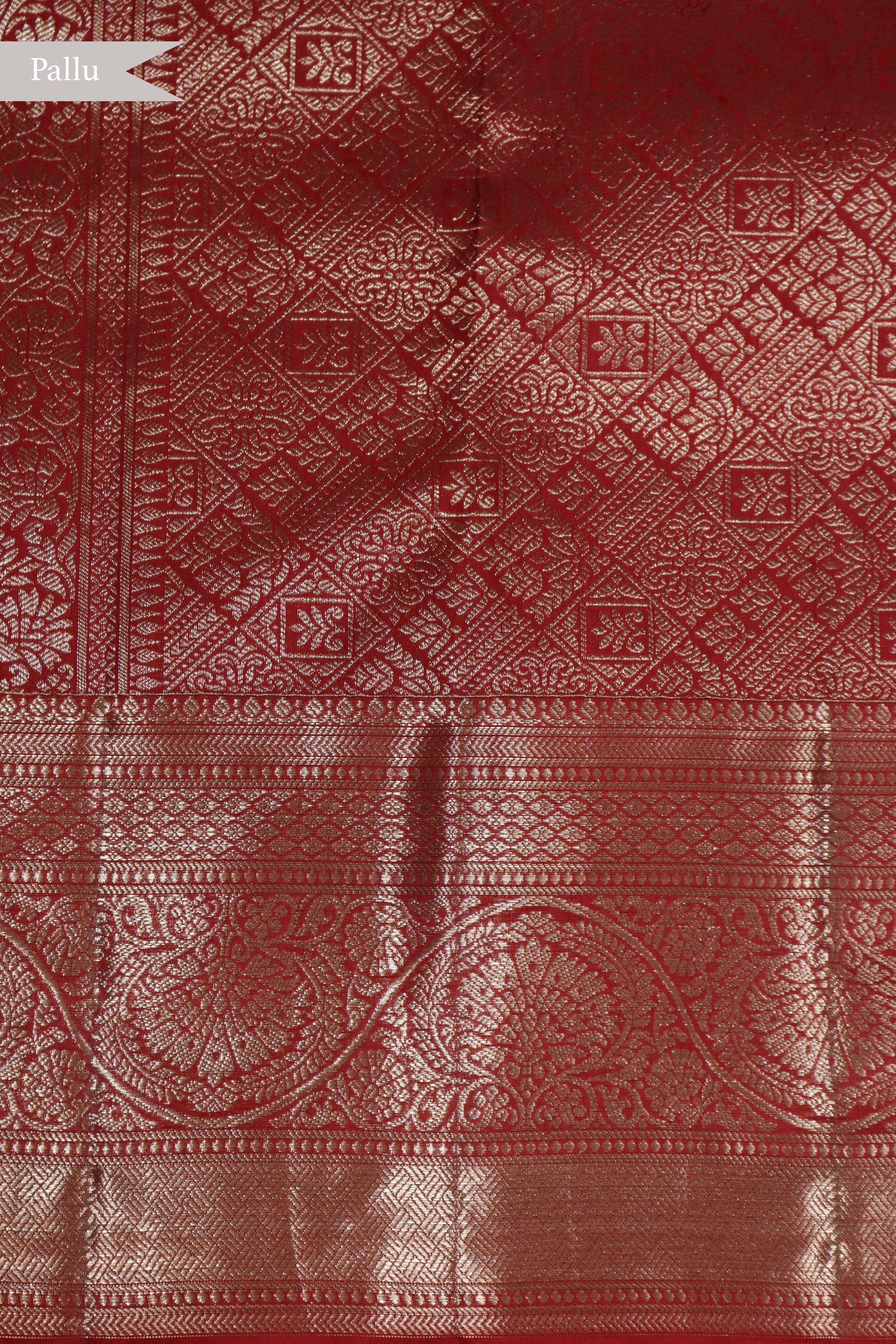 Red Jaal Woven Kanchipuram Silk Saree - Mokshaa