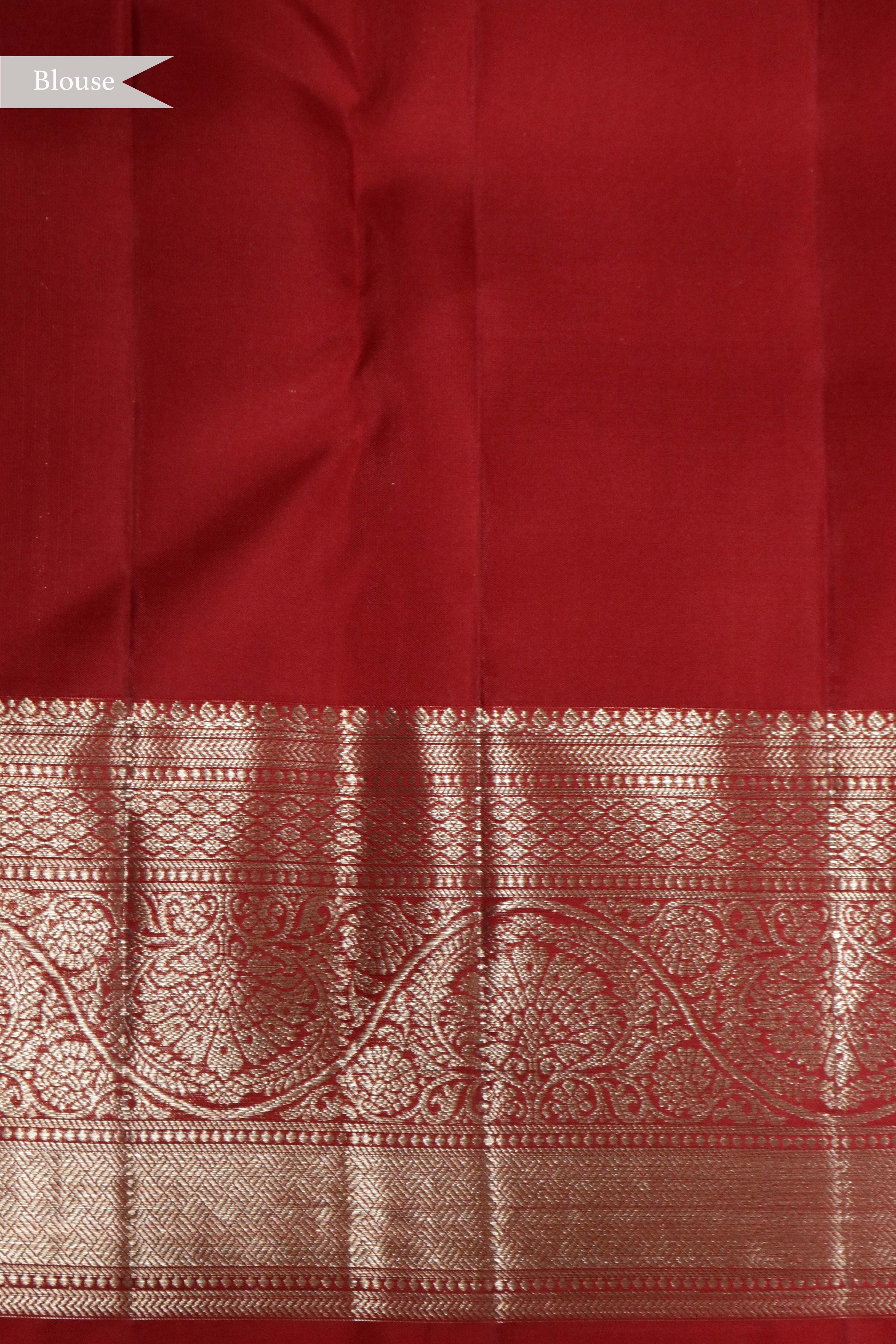 Red Jaal Woven Kanchipuram Silk Saree - Mokshaa
