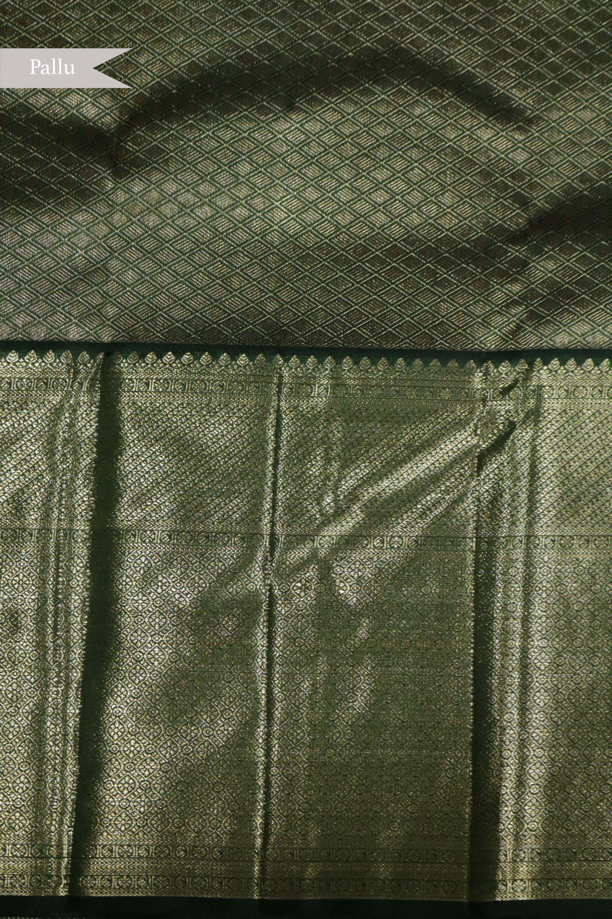 Bottle Green Kanchipuram Silk Saree - Mokshaa