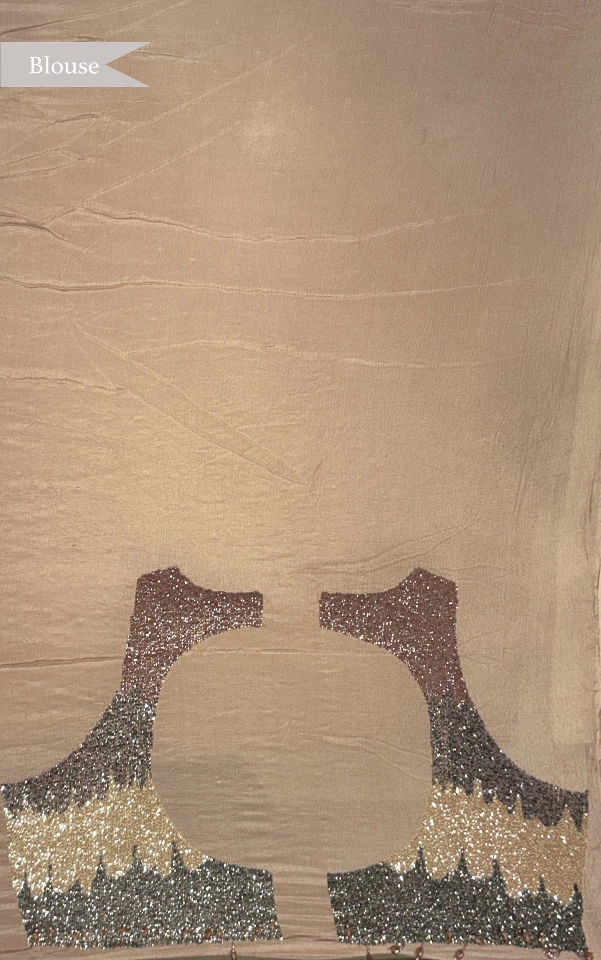 Brown Crush Crepe Saree with Sequin Work - Mokshaa