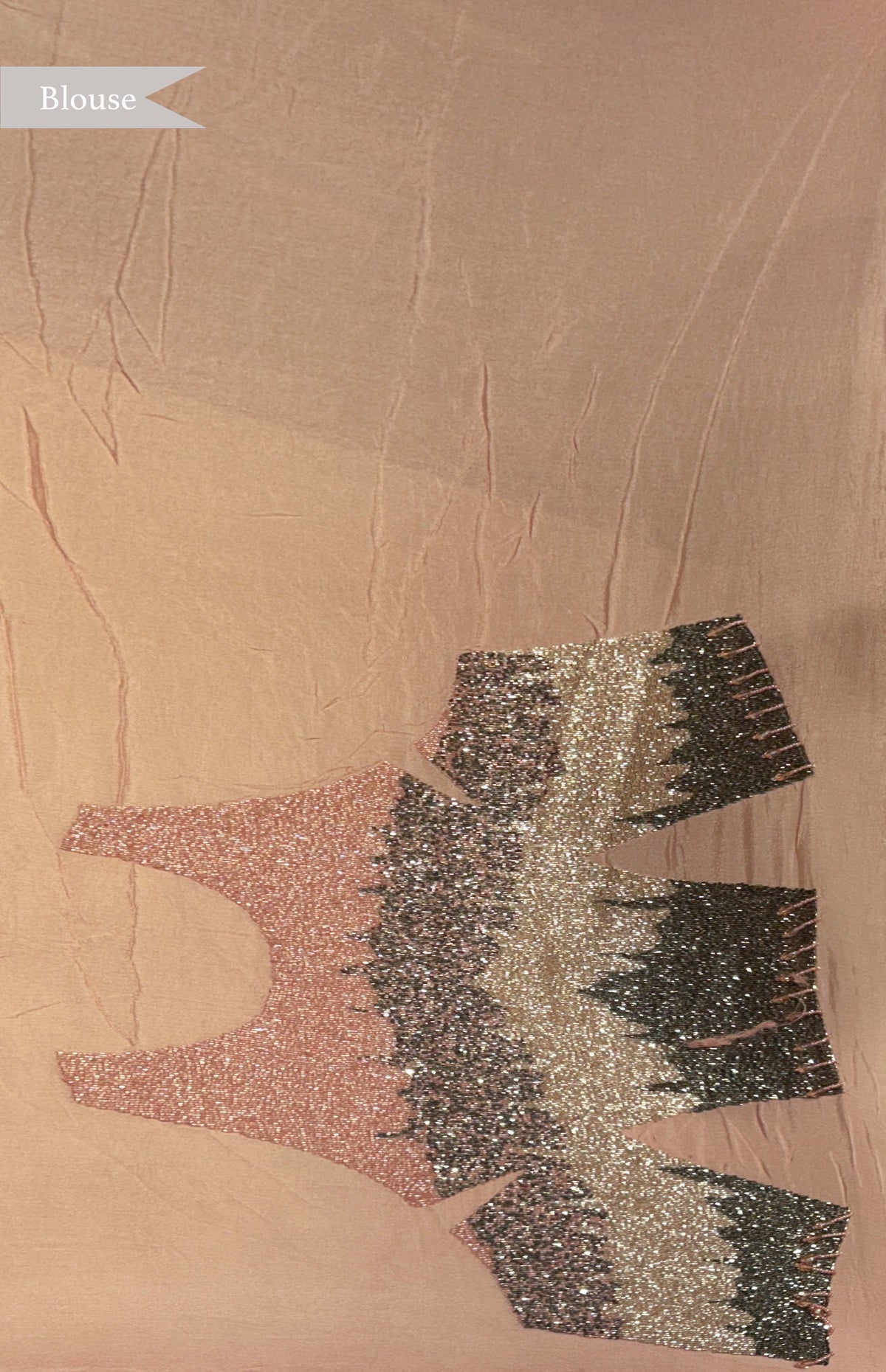 Pink Crush Crepe Saree with Sequin Work - Mokshaa