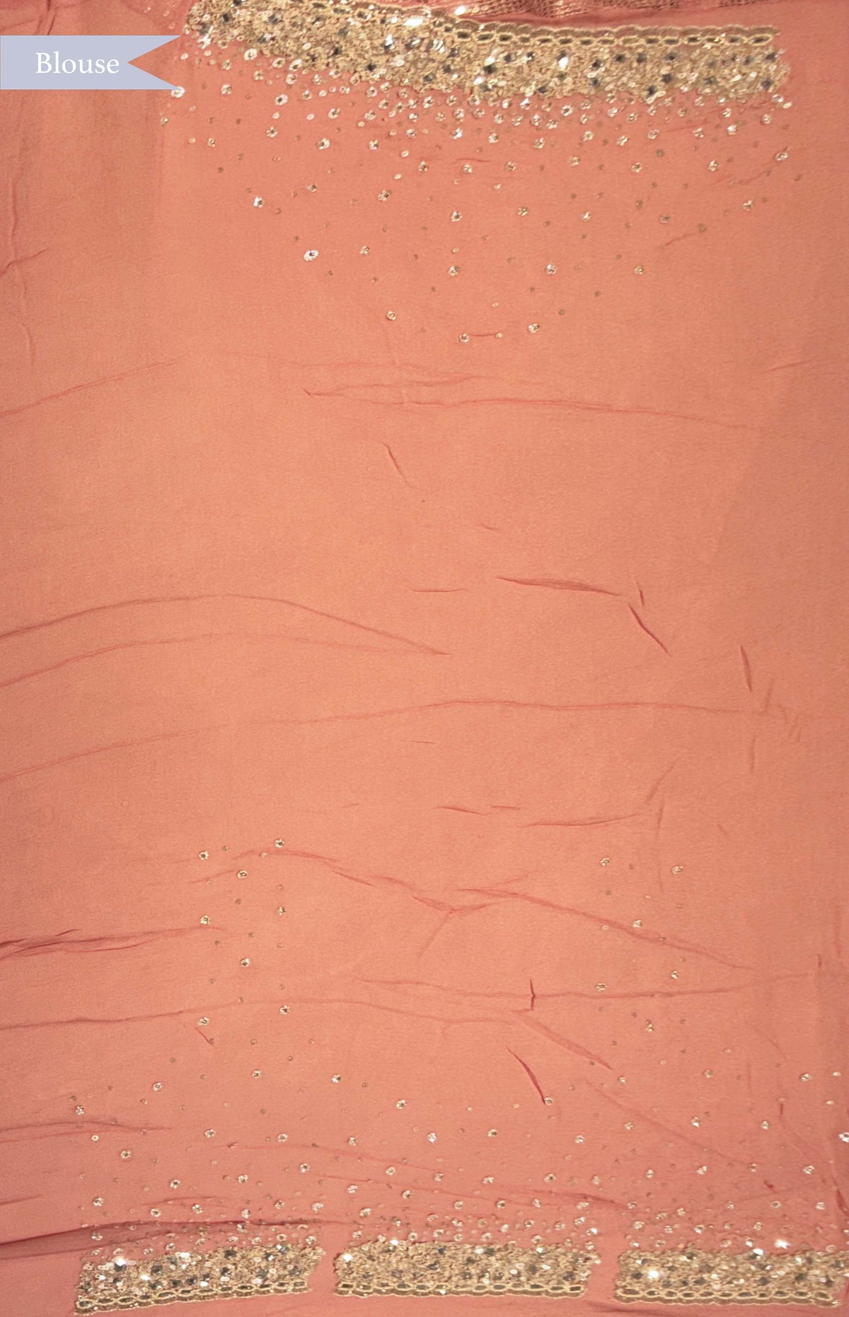 Peach Georgette Saree with Sequin & Mirror Work - Mokshaa