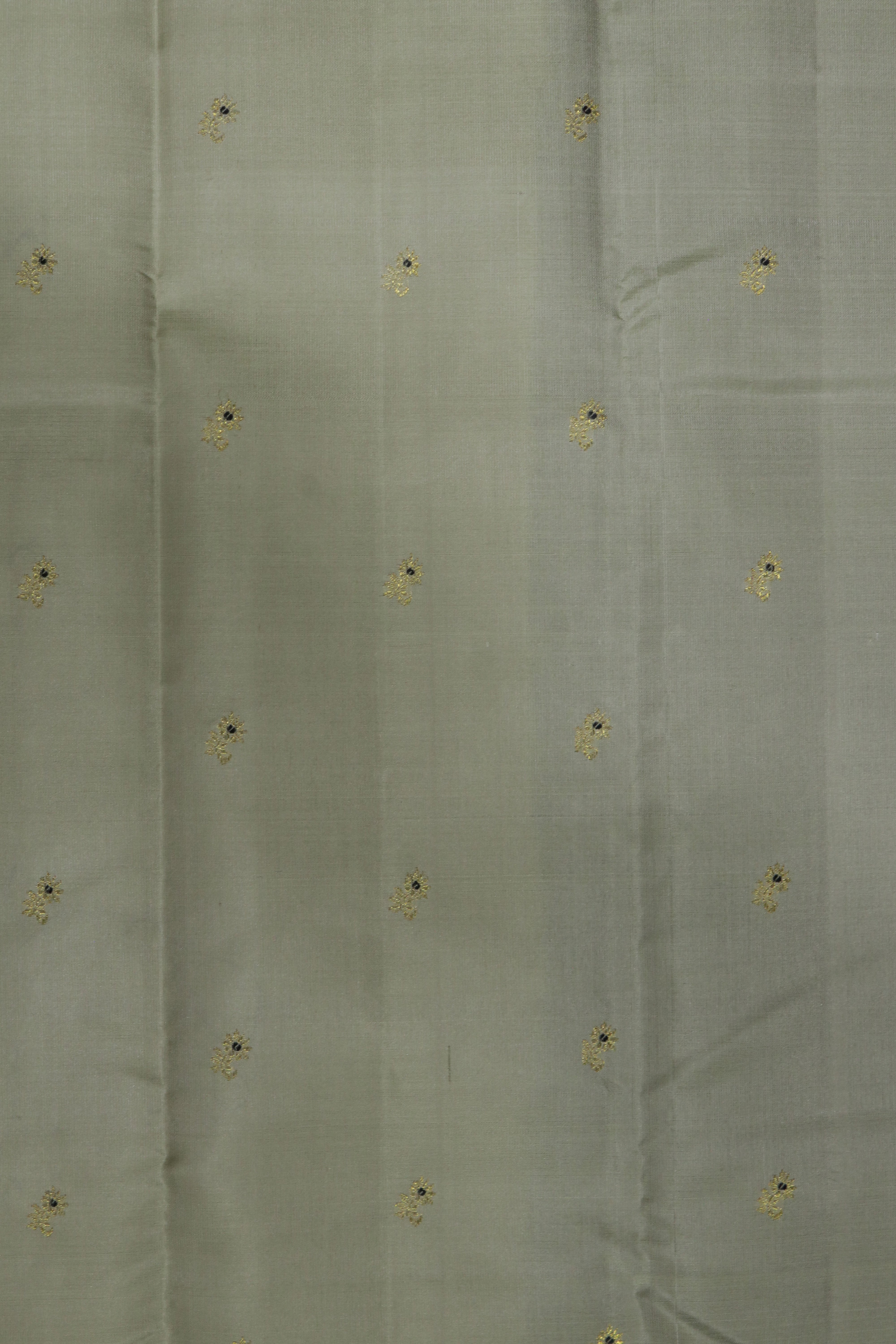 Beige Kanchivaram Silk Saree with Black Contrast Border and Traditional Thread Weaving